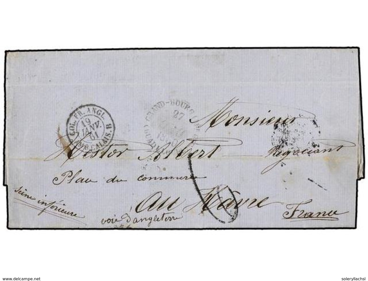 GUADALUPE. 1860 (Dec 27). Entire Letter To LE HAVRE Struck With Fair  GRAND-BOURG (M.IE G.TE)-GUADELOUPE  Datestamp In B - Sonstige & Ohne Zuordnung