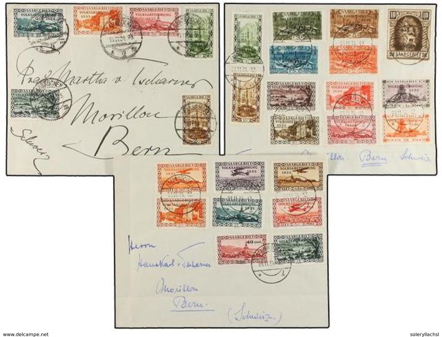 SARRE. Mi.179/94 + 195/98. 1934. Complete Set On Three Covers. - Altri & Non Classificati