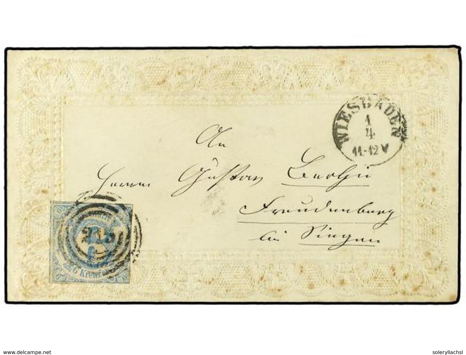 ALEMANIA ANTIGUOS ESTADOS: TOUR Y TAXIS. (1863 CA.) (April 1). Delightful Ladies' Envelope Franked By 1862 Imperforate   - Sonstige & Ohne Zuordnung