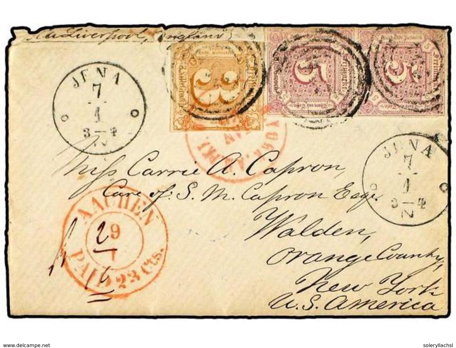 ALEMANIA ANTIGUOS ESTADOS: TOUR Y TAXIS. 1866. Cover Franked With Thurn & Taxis  3 Sgr.  Bistre And Pair  5 Sgr.  Lilac  - Autres & Non Classés