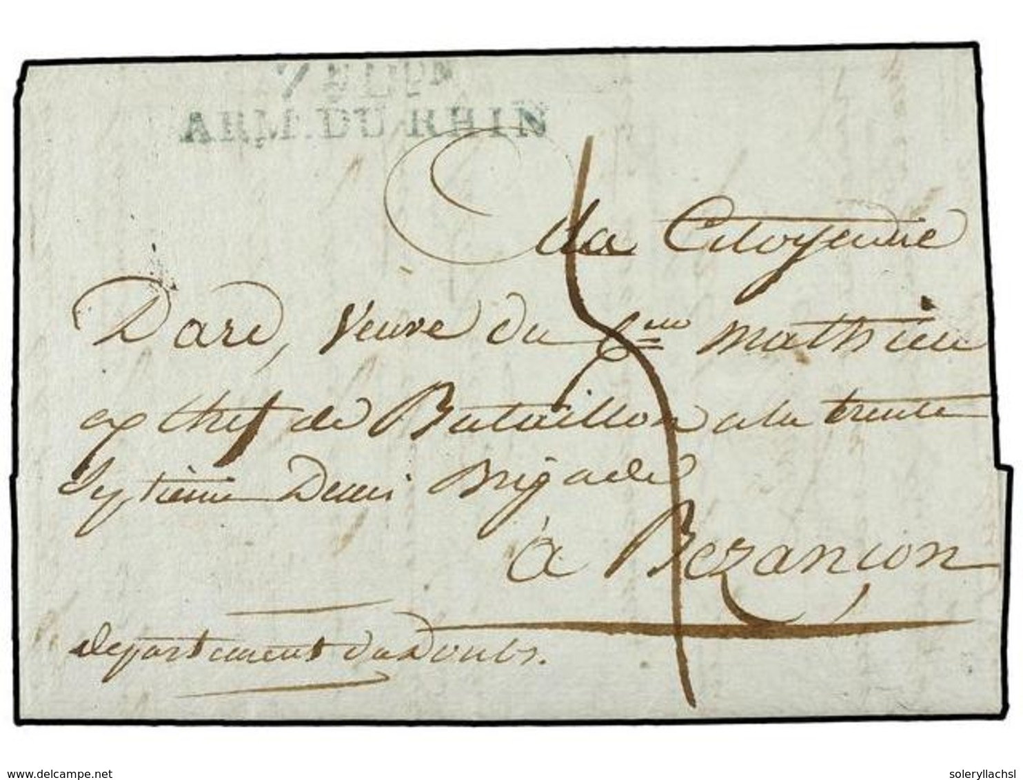 ALEMANIA. 1801. ALENDORF To FRANCE. Entire Letter With  7 DON/ARM. DU RHIN  In Green, Rated '5'. - Sonstige & Ohne Zuordnung