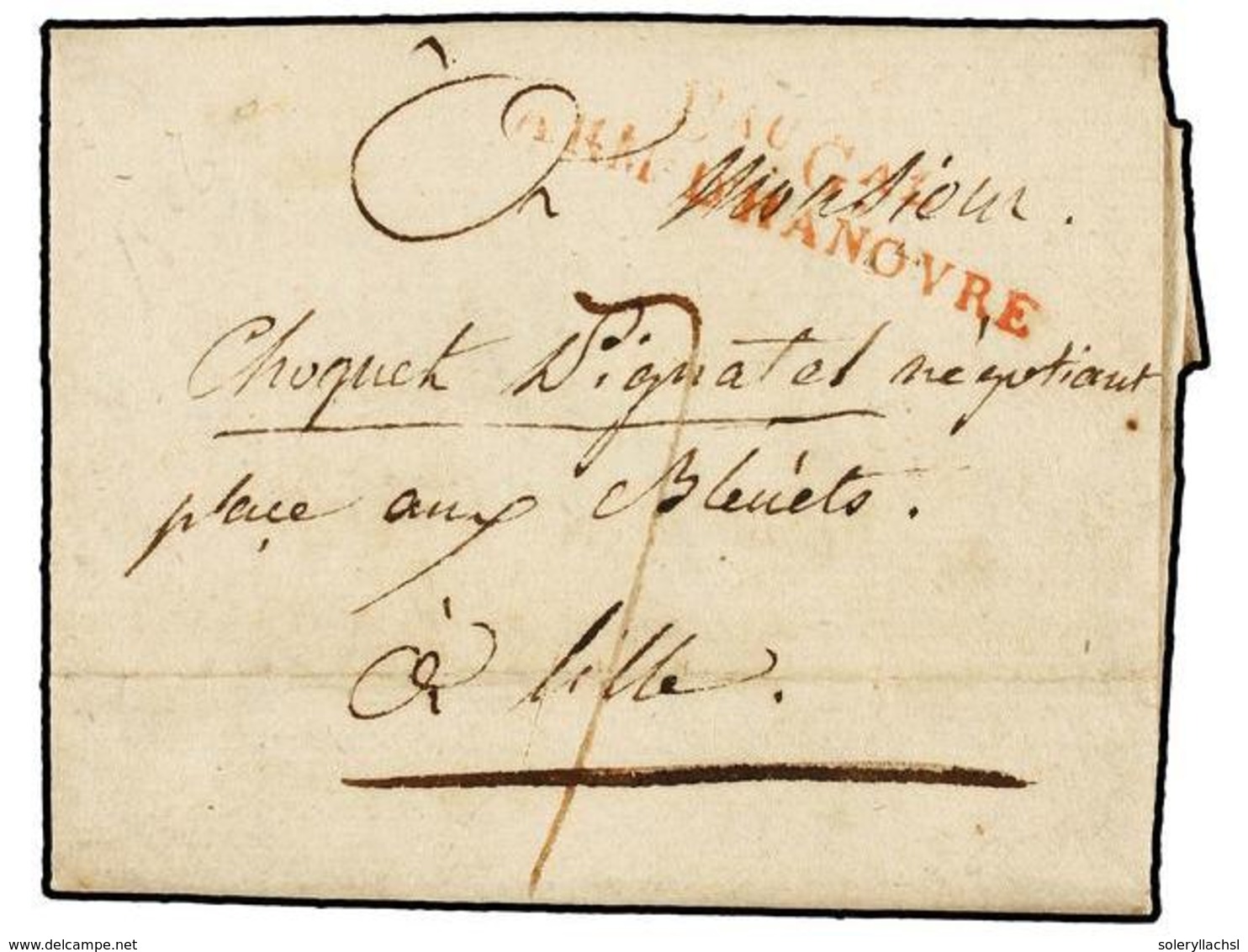 ALEMANIA. 1806. MORHENDURFF? To FRANCE. Entire Letter With Red  Bau Gal/ARM. D'HANNOVRE  Mark. - Andere & Zonder Classificatie