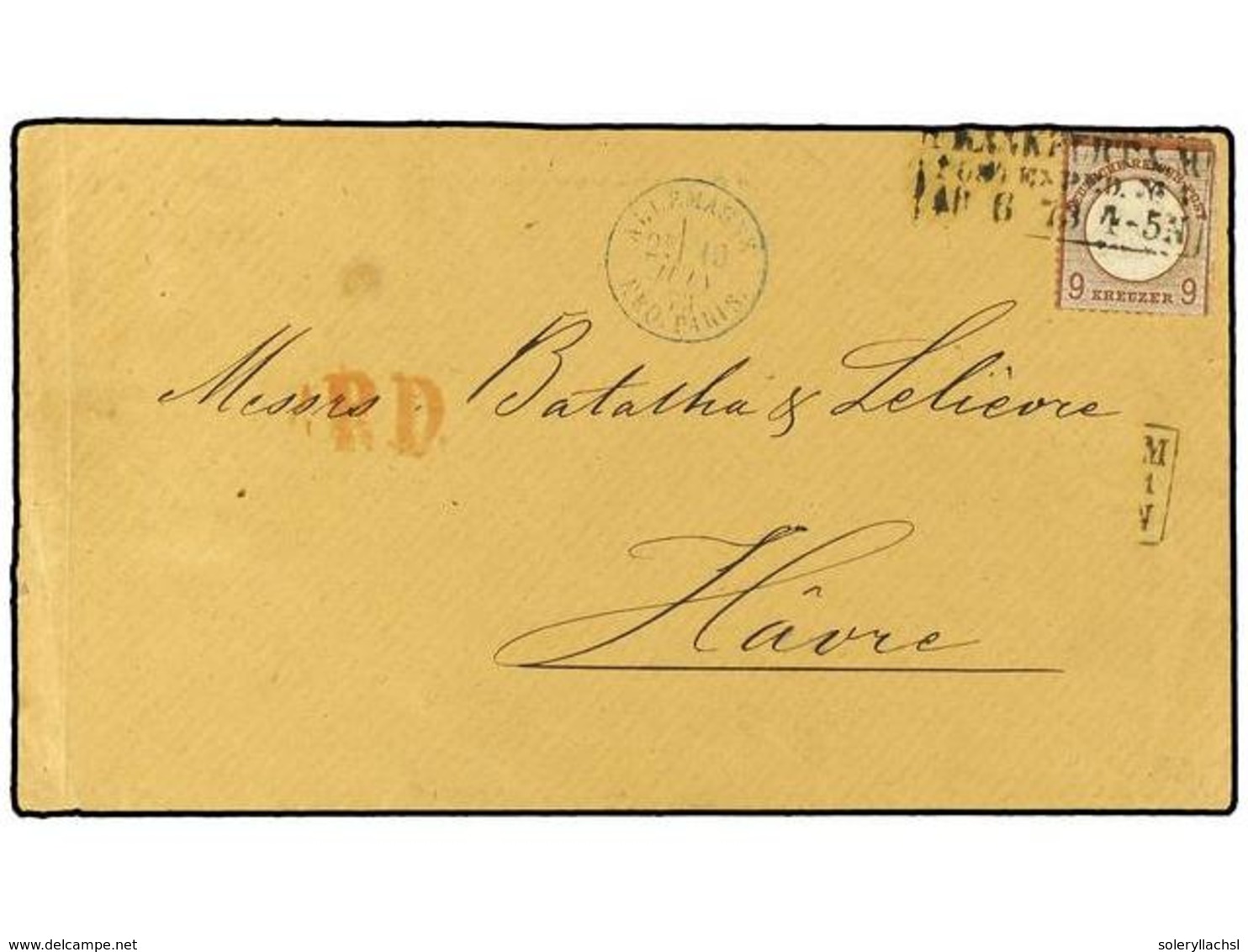 ALEMANIA. 1873. Cover Franked With Scarce  9Kr  Lilac Brown Large Shield Eagle (Mi 27b), Prepaying The Single Weight Let - Altri & Non Classificati