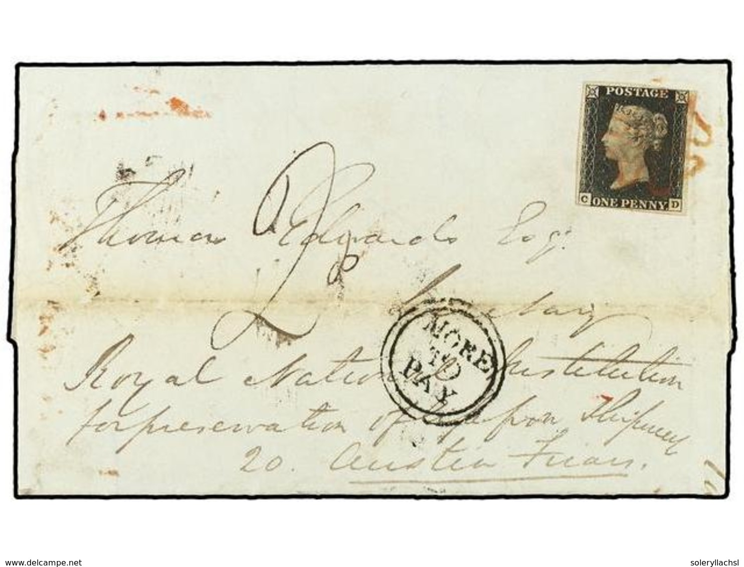 GRAN BRETAÑA. 1840 (Aug 28). Entire Letter Used Within LONDON, Franked By Fine 1840  1d.  Black, Pl.7, Lettered CD, Tied - Andere & Zonder Classificatie