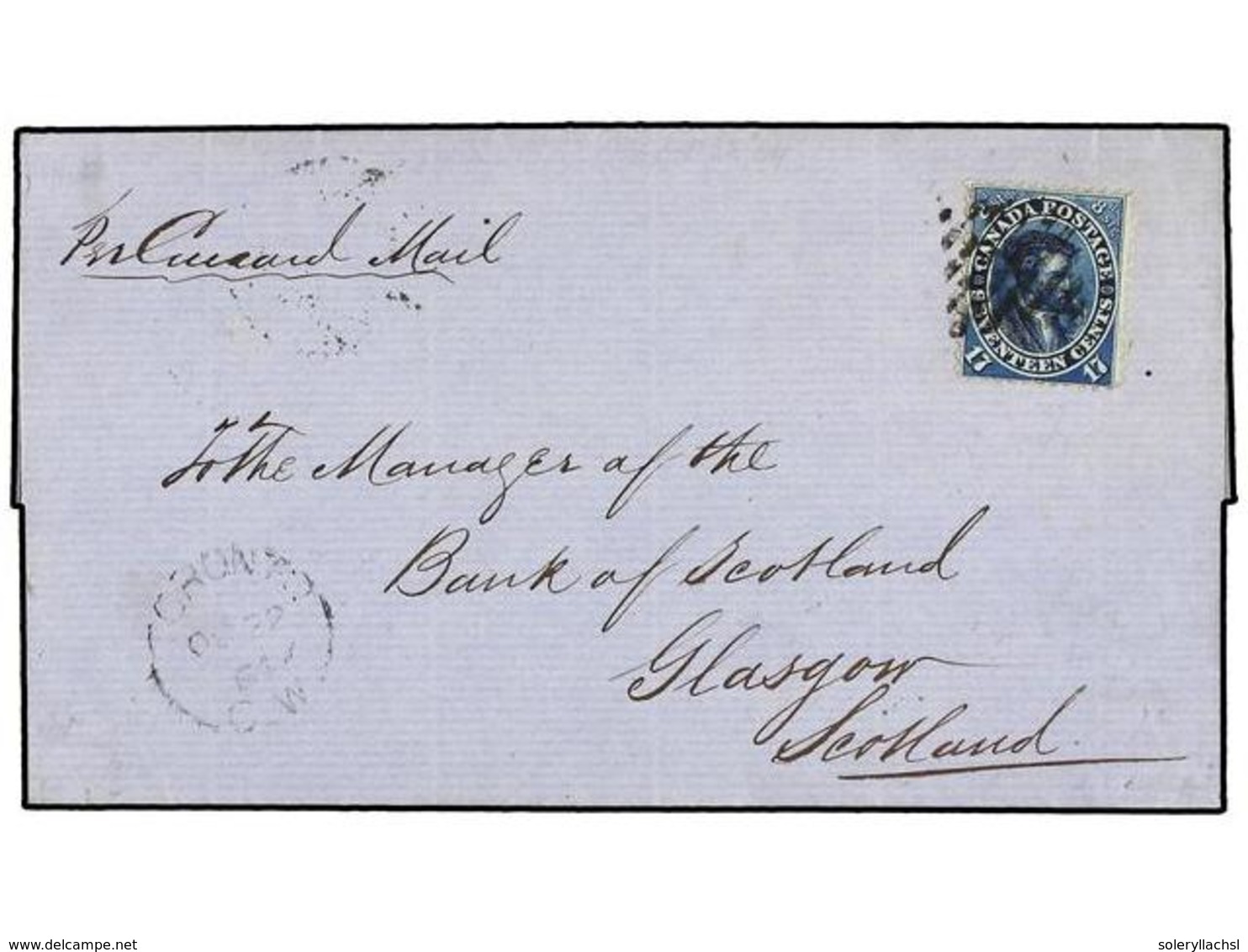 CANADA. Sg.42. 1864. TORONTO To GLASCOW (Scotland). Letter Sheet Franked With  17 Cents.  Blue Stamp. VERY FINE. - Andere & Zonder Classificatie