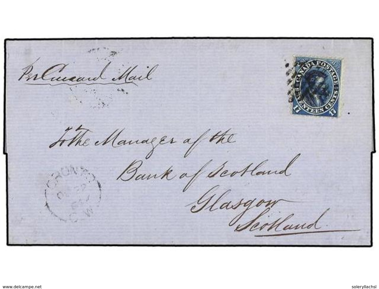 CANADA. Sg.42. 1864. TORONTO To GLASCOW (Scotland). Letter Sheet Franked With  17 Cents.  Blue Stamp. VERY FINE. - Autres & Non Classés