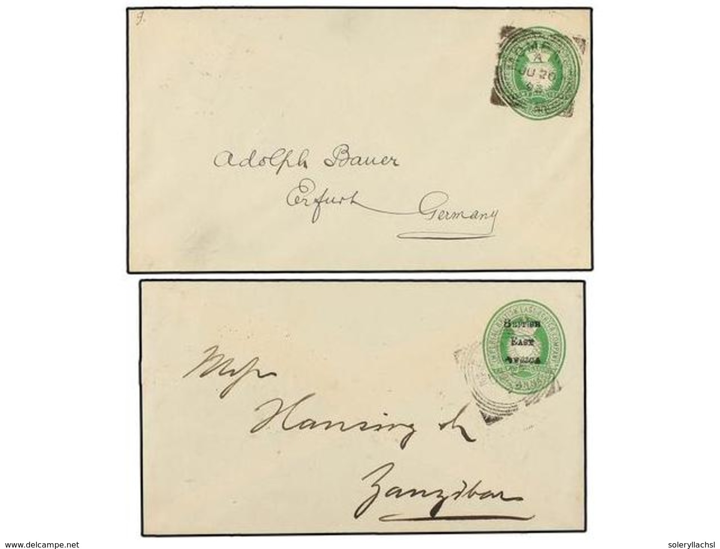 AFRICA ORIENTAL BRITANICA. 1893 (20.6). (2).  Two Stat. Envelopes Of The 'Imperial British East Africa Company.'  2 1/2  - Andere & Zonder Classificatie