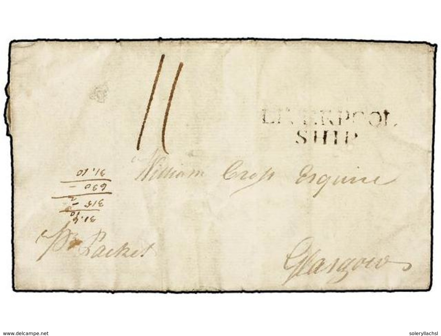 GRENADA: GRENADINAS. 1789. Entire Letter From GRENADA To GLASGOW Endorsed 'pr. Packet' With Reverse Showing Fine Impress - Andere & Zonder Classificatie