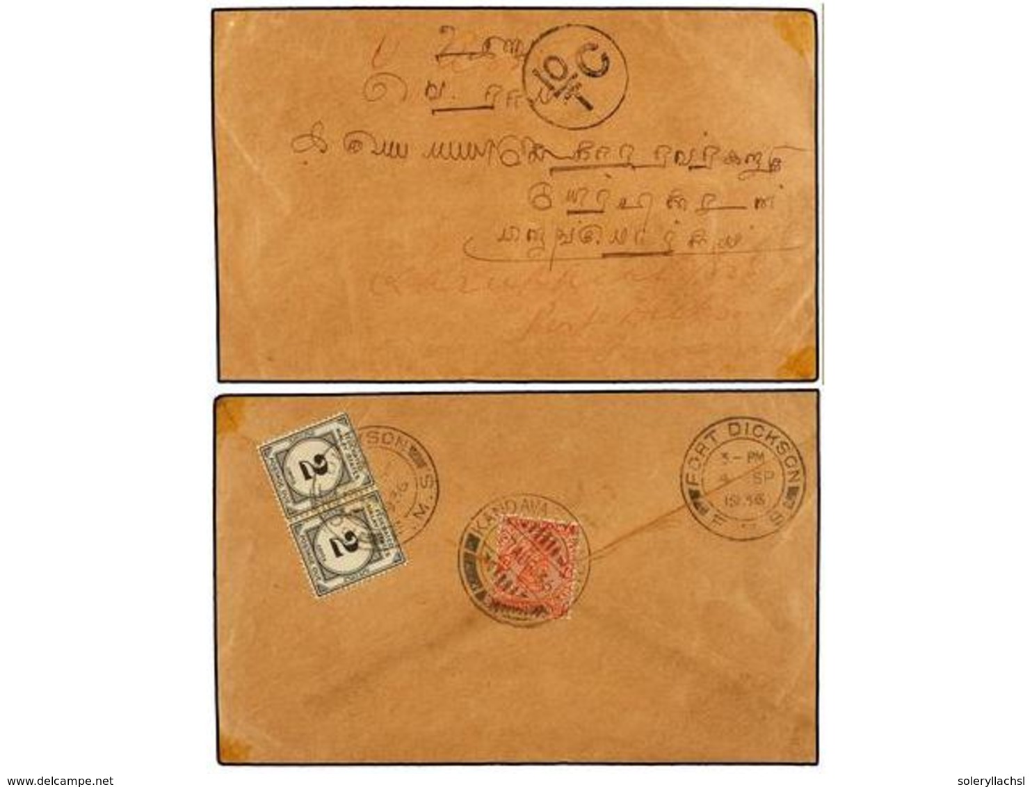 MALAYA. 1936. KANDAVARAYA To PORT DICKSON (Negri Sembilan, Malaya). Envelope Franked With  2 Annas  Red Stamp, Taxed On  - Andere & Zonder Classificatie