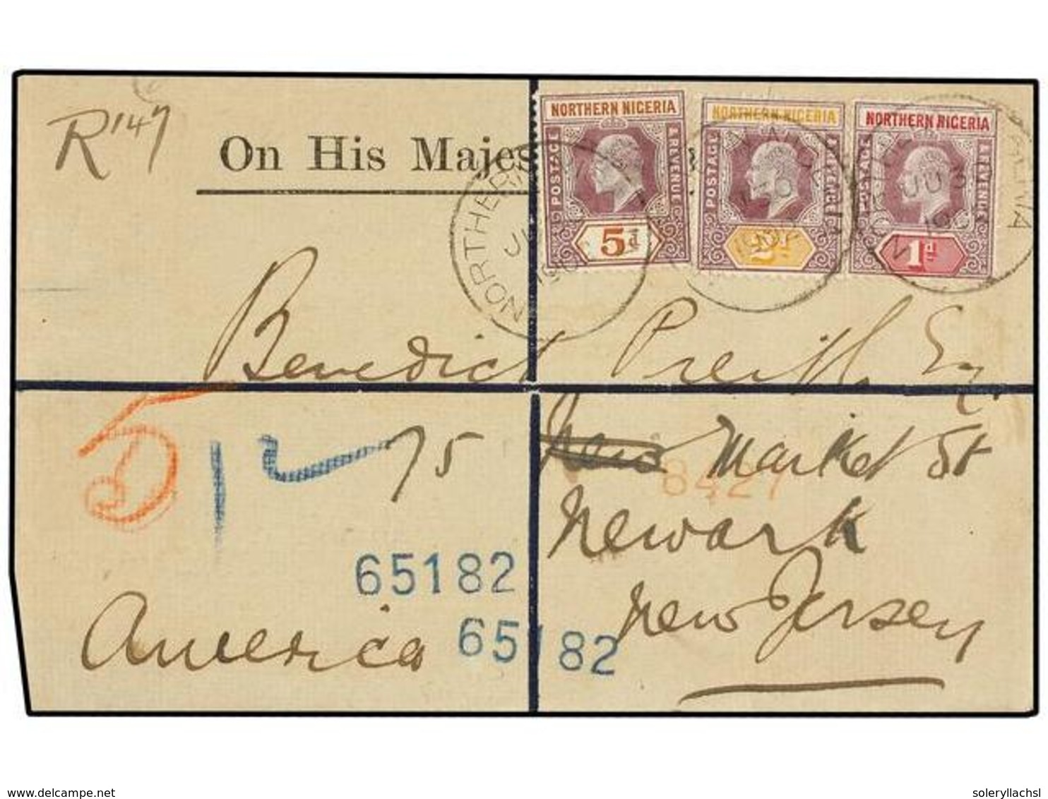 NIGERIA. Sg.11, 12, 14. 1902.  NORTH NIGERIA.  NIGERIA To U.S.A. Registered Cover, Arrival On Reverse. - Autres & Non Classés