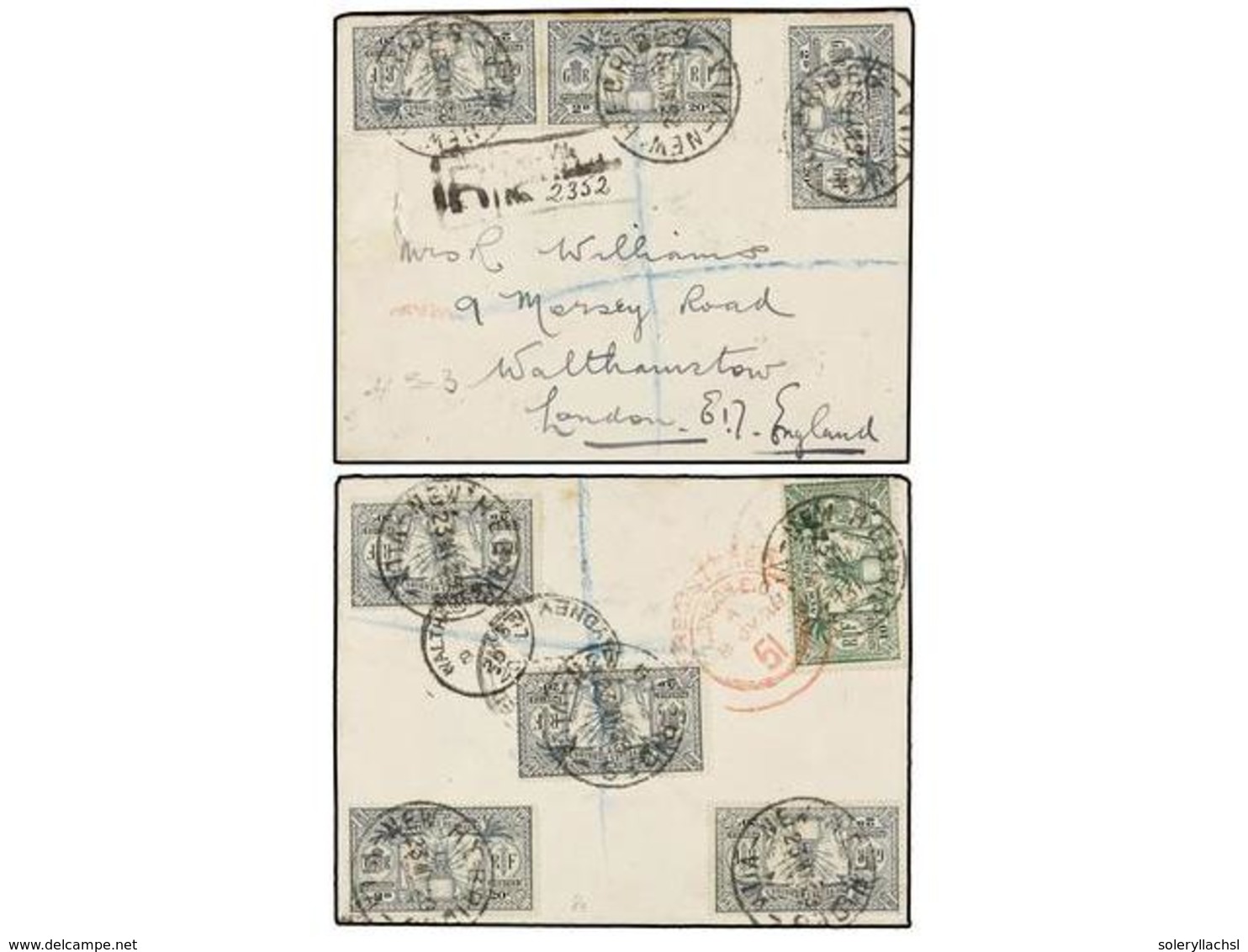 NUEVAS HEBRIDAS. 1929.  VILA.  NEW HEBRIDAS To LONDON.  2 D.  Grey (7) And  10 Cts.  Green Franking On Front And Back. - Autres & Non Classés