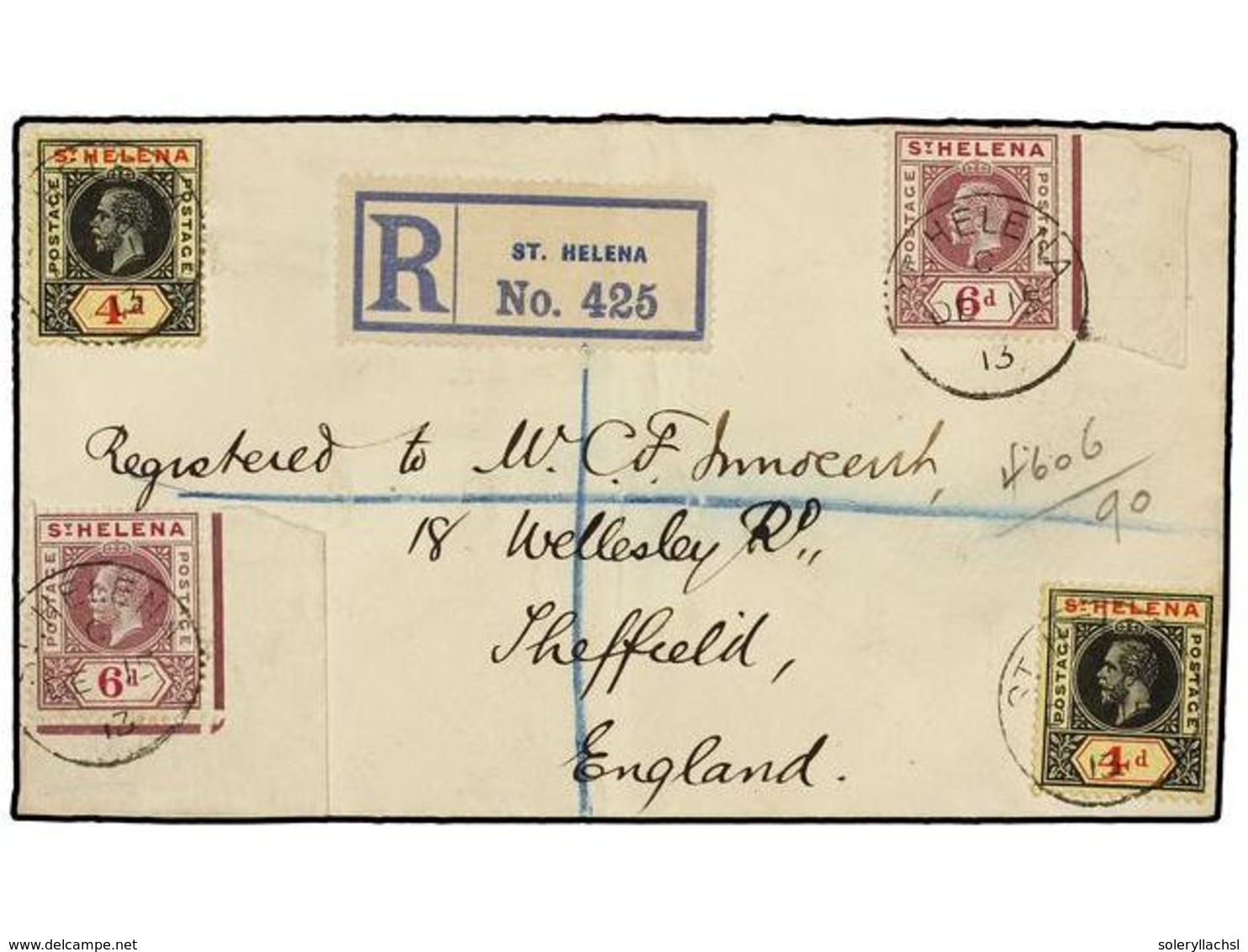 SANTA HELENA. Sc.85/86 (2). 1913. ST. HELENA To ENGLAND.  4 D.  (2) And  6 D.  (2) Send Registered Arrival On Back. - Autres & Non Classés