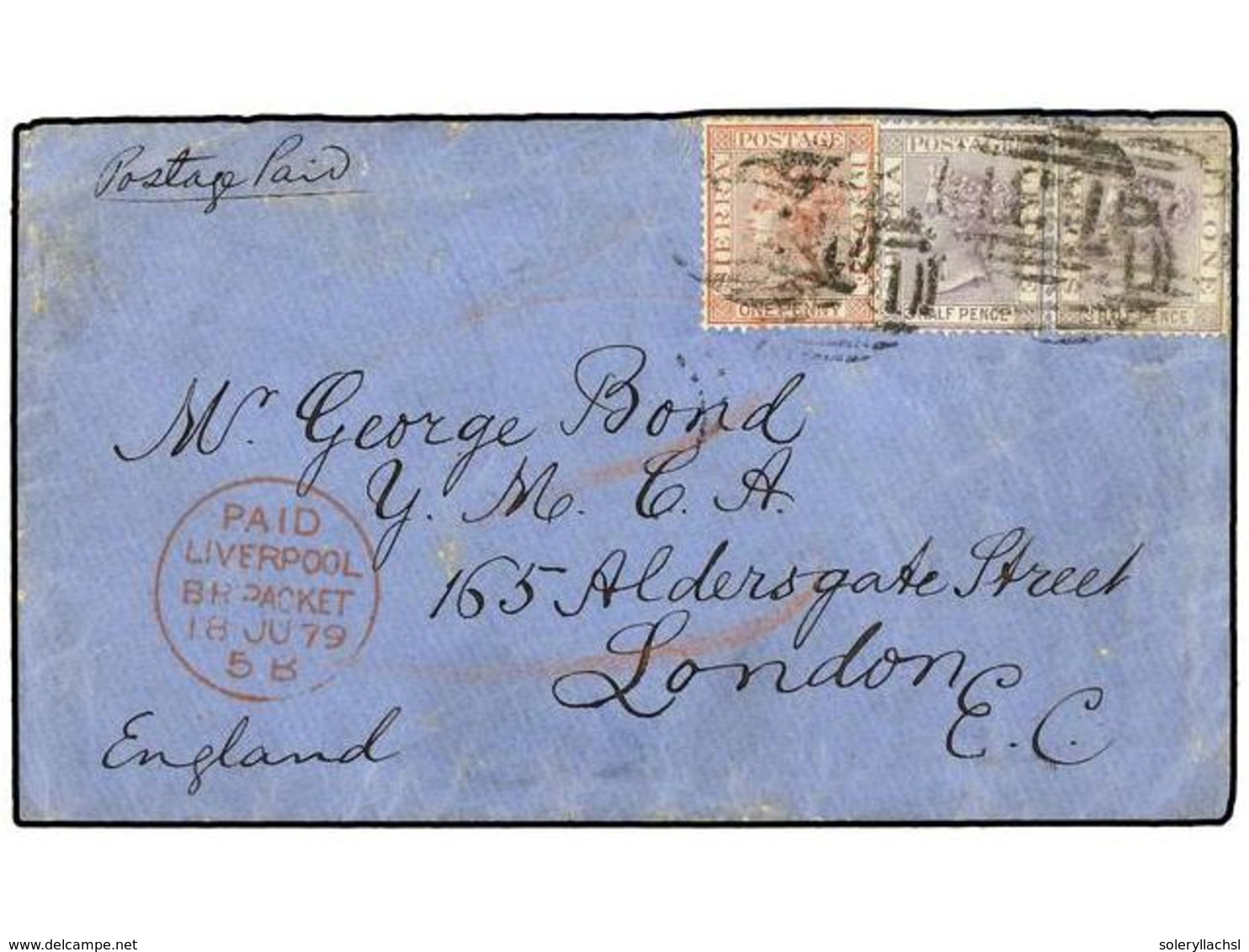 SIERRA LEONA. 1879. Envelope To LONDON, Bearing 1876  1 D.  Rose-red And  1 1/2 D.  Lilac Pair, All Cancelled By Slightl - Other & Unclassified