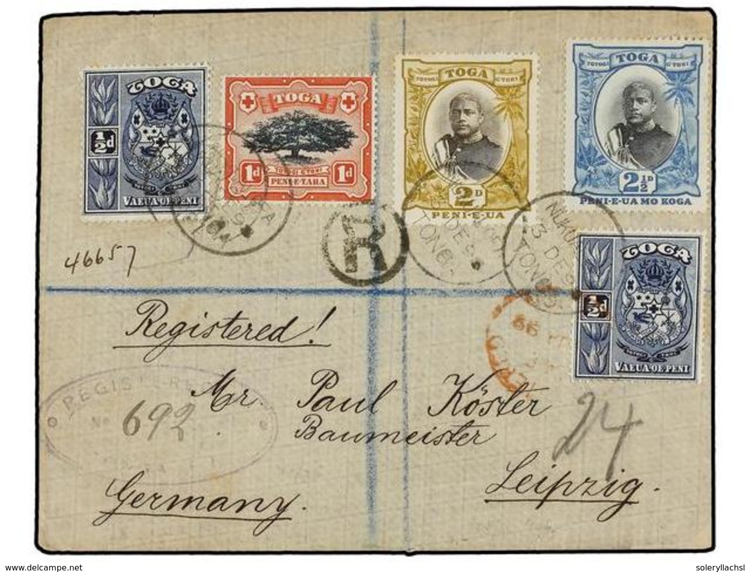 TONGA. Sg.38 (2), 39/40, 43. 1898. NUKU'ALOFA To GERMANY. Nice Franking, Arrival On Reverse. - Altri & Non Classificati