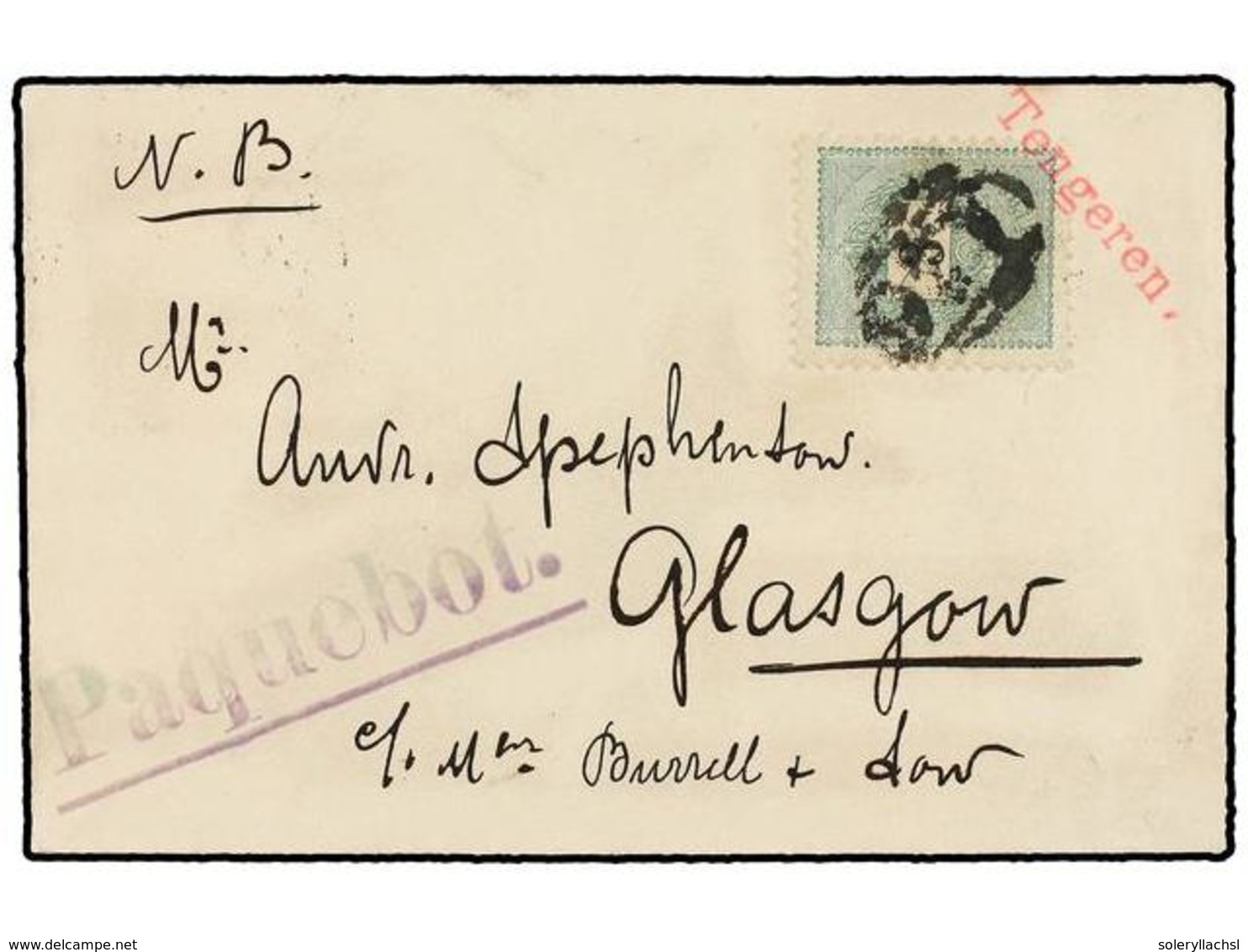 HUNGRIA. 1899. Envelope To GLASCOW.  3 Fil.  Green Tied By  A26   GIBRALTAR  Cancel And Violet  PAQUEBOT  Mark. On Rever - Altri & Non Classificati