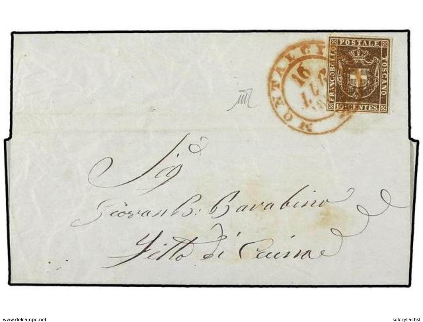 ITALIA ANTIGUOS ESTADOS: TOSCANA. Sa.19. 1860. MONTALCINO A FITO DE CECINO.  10 Cent.  Castaño, Tres Grandes Márgenes Y  - Altri & Non Classificati