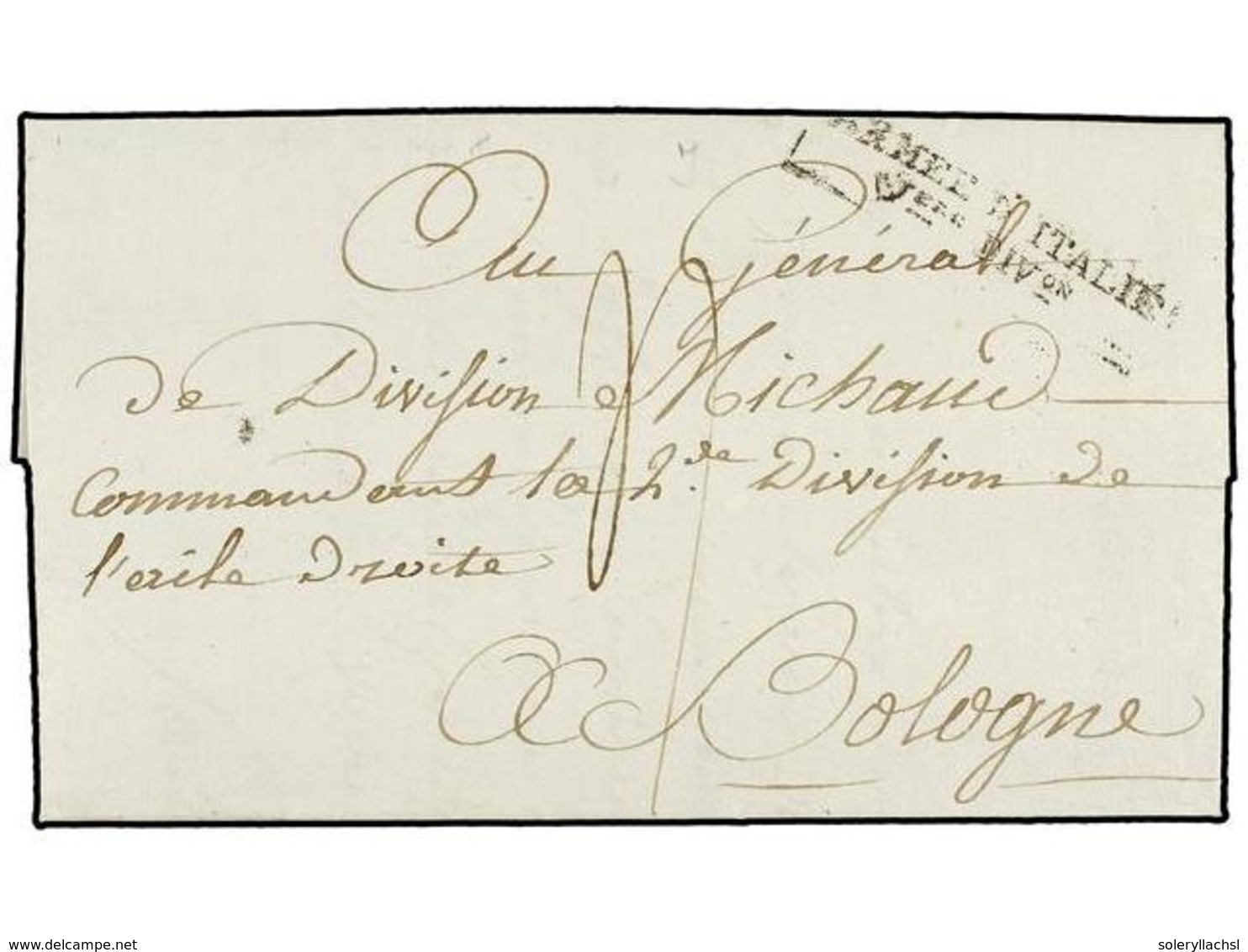 ITALIA. 1800. MILÁN A BOLOGNE. Carta Completa Con Encabezamiento Impreso. Marca  ARMEE D'ITALIE/2eme DIVon. - Sonstige & Ohne Zuordnung