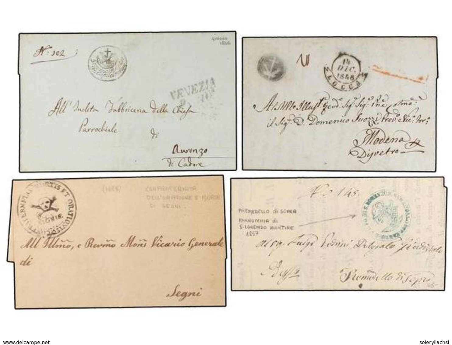 ITALIA. 1846-64. Conjunto De 9 Cartas Con Marcas  ECLESIÁSTICAS . Precioso Conjunto. - Altri & Non Classificati