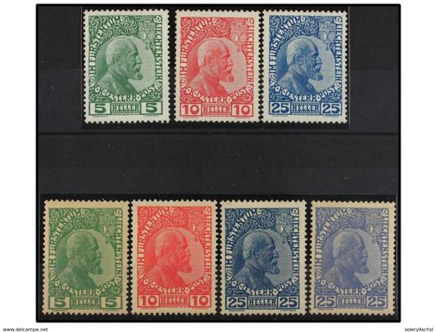 ** LIECHTENSTEIN. Yv.1/3 + 1a/3a + 3b. 1912. Complete Set, Never Hinged. LUXE. Yvert.4.840€. - Autres & Non Classés