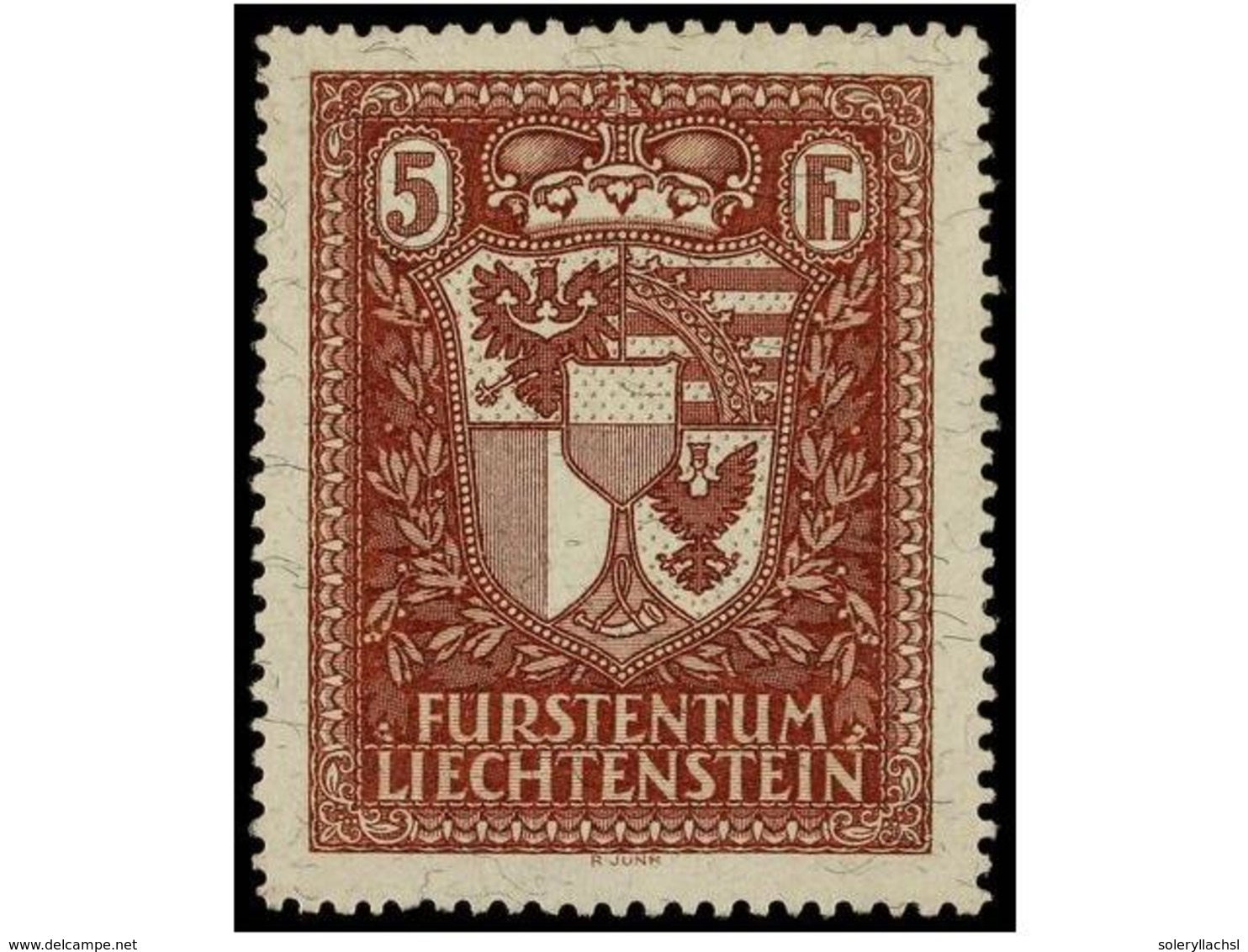 ** LIECHTENSTEIN. Yv.122. 1934.  5 Fr.  Red Brown, Never Hinged. LUXE. Yvert.1.500€. - Sonstige & Ohne Zuordnung