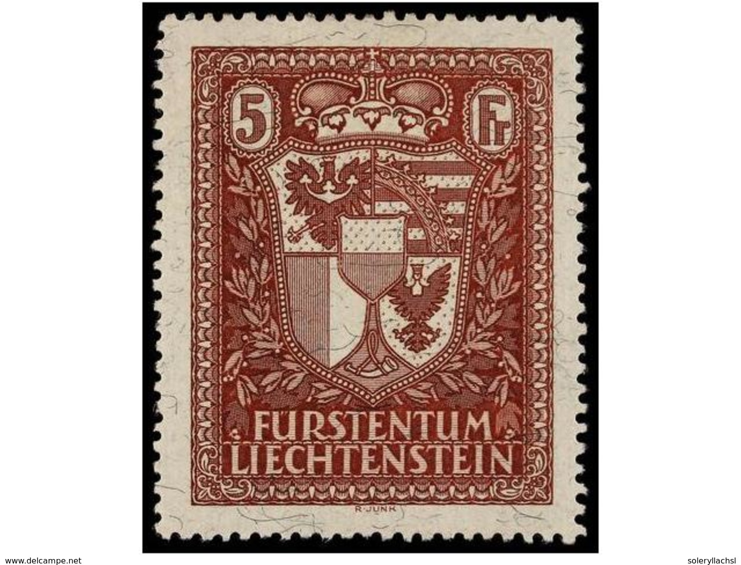 ** LIECHTENSTEIN. Mi.125. 1934.  5 Fr.  Brown. LUXE. Michel.1.000€. - Sonstige & Ohne Zuordnung