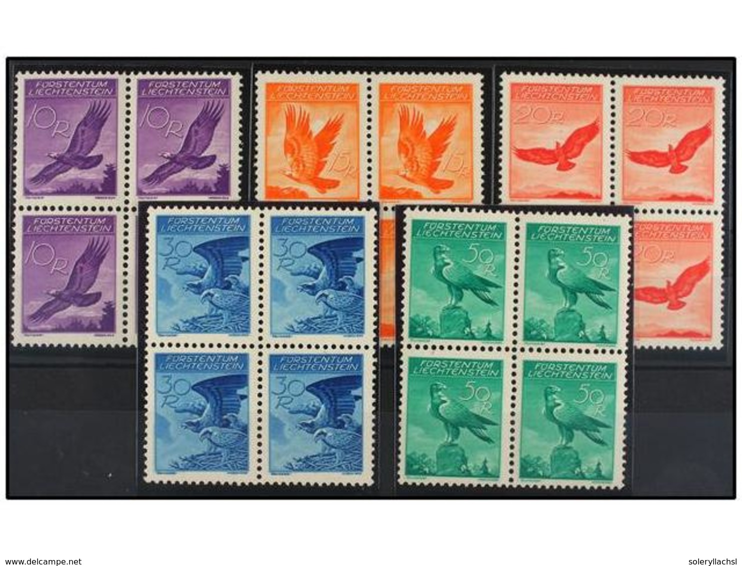 ** LIECHTENSTEIN. Yv.A9/13 (4). 1934-36. Complete Set, Block Of Four, Never Hinged. LUXE. Yvert.1.300€. - Altri & Non Classificati