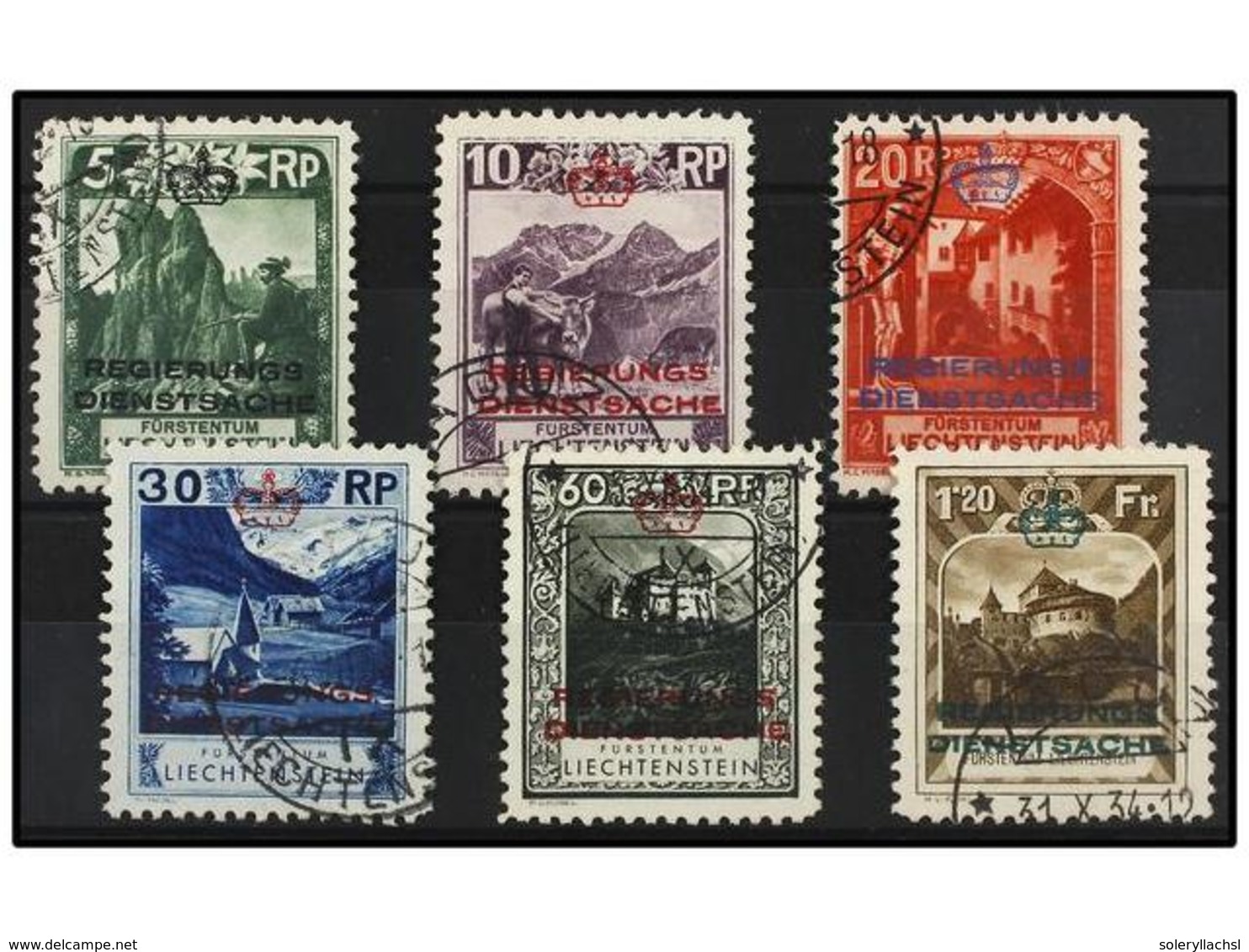 ° LIECHTENSTEIN. Mi.D 1A/4A, 7A/8A. 1932. Complete Set, Perf. 10 1/2. Fine In Used. Michel.793€. - Sonstige & Ohne Zuordnung