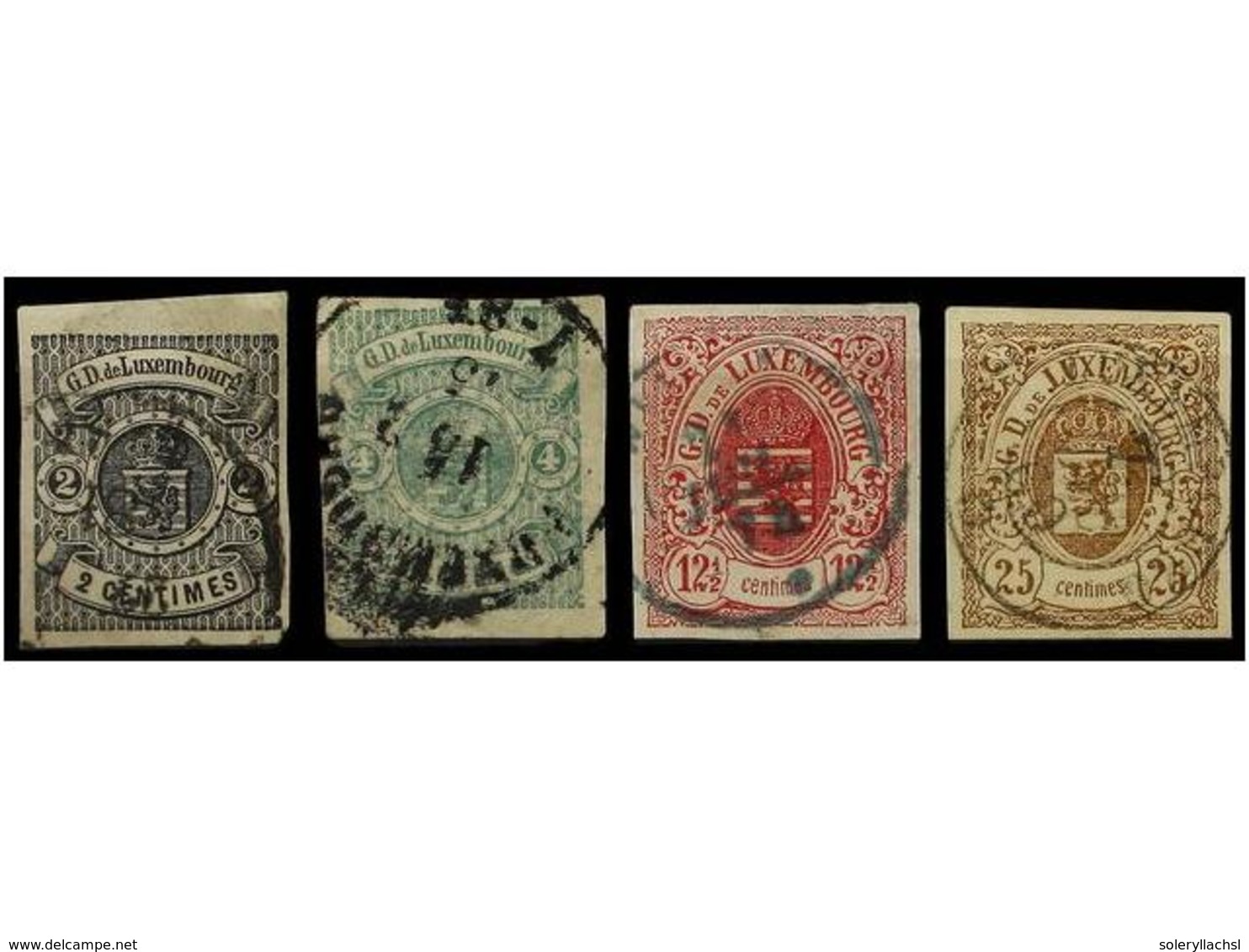 ° LUXEMBURGO. Yv.4, 5, 7 Y 8. 1859-63.  2, 4, 12 1/2  Y  25 Cents.   SIN DENTAR.  Muy Bonitos Ejemplares. Yvert.1.335€. - Altri & Non Classificati