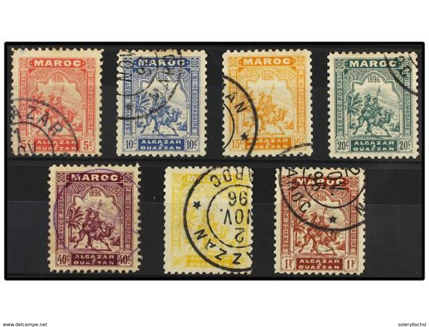 ° MARRUECOS FRANCES. Yv.2/8. 1896.  CORREO LOCAL EL KSAR A OUEZZAN.  Serie Completa En Usado. Yvert.740€. - Sonstige & Ohne Zuordnung