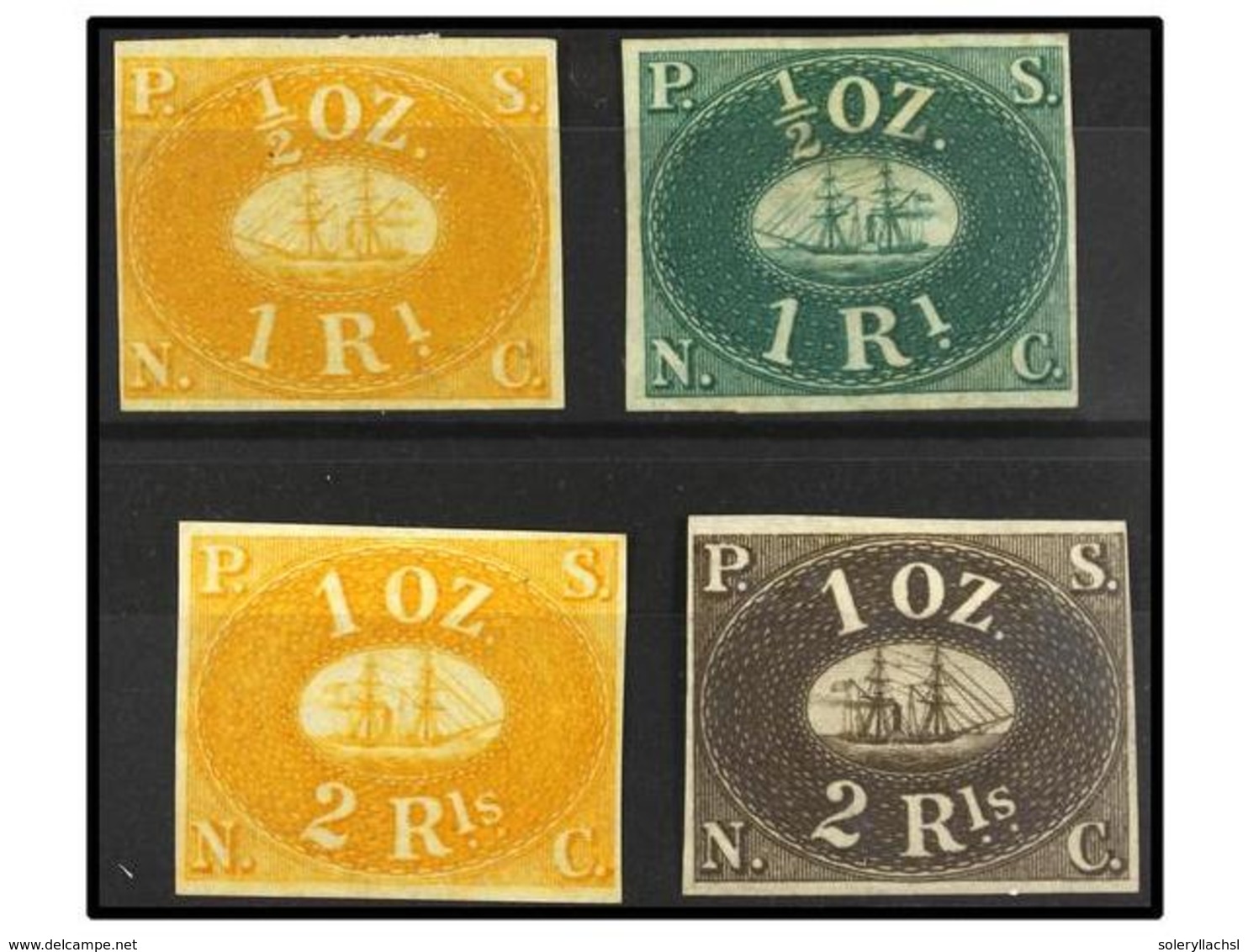 (*) PERU. Yv.1d, E, 2d, F.  NO EMITIDOS. 1 Real  Amarillo Y Verde Y  2 Reales  Amarillo Y Castaño. - Autres & Non Classés