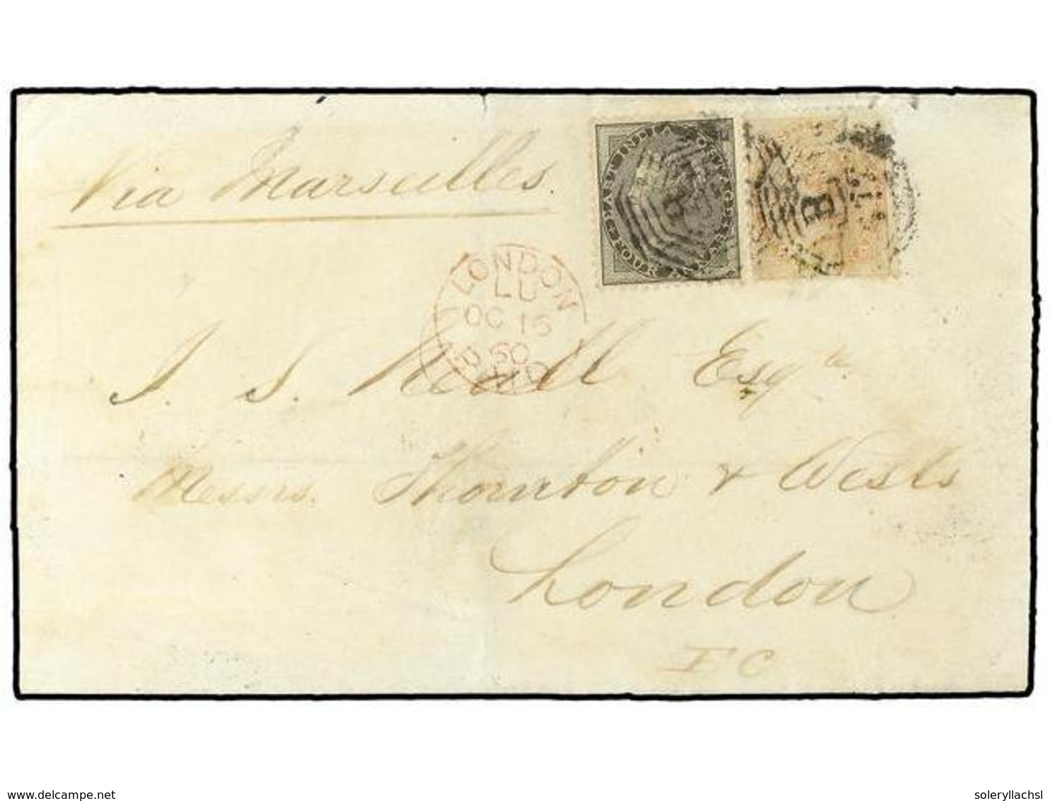 FILIPINAS. 1860, August 12. MANILA To LONDON. Via Singapore-Suez-Alexandria-Marseilles. Received On Front,  October 16.  - Andere & Zonder Classificatie