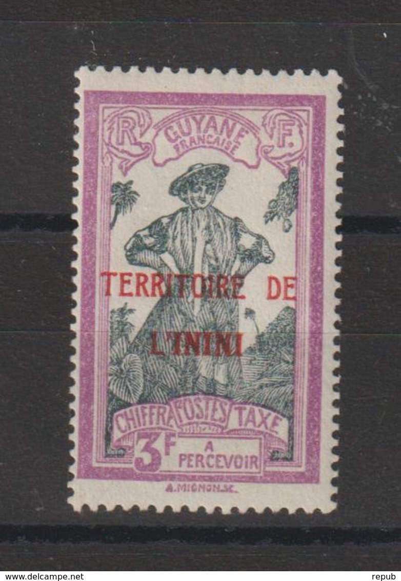 Inini 1932-41 Taxe 9a Surcharge Carmin Au Lieu De Noir * Charnière - Unused Stamps