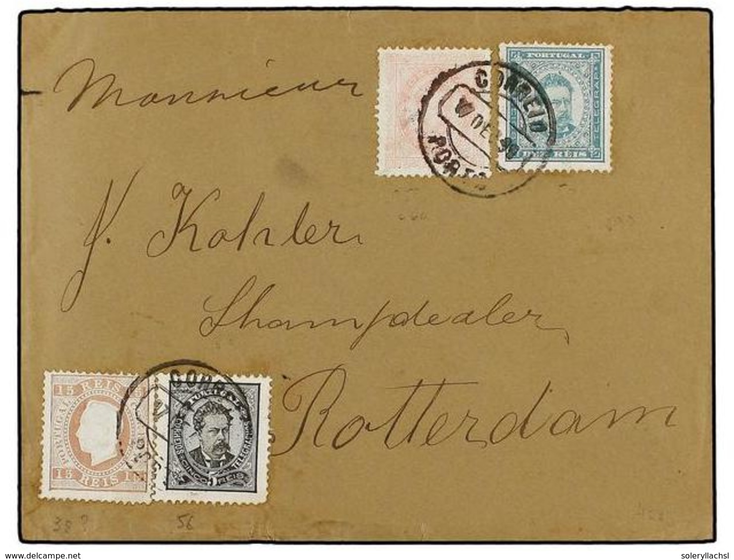 PORTUGAL. Mu.38, 60, 61 Y 62. 1890. PORTO A ROTTERDAM (Holanda).  5 Reis  Negro,  10 Reis  Verde,  15 Reis  Castaño,  20 - Sonstige & Ohne Zuordnung