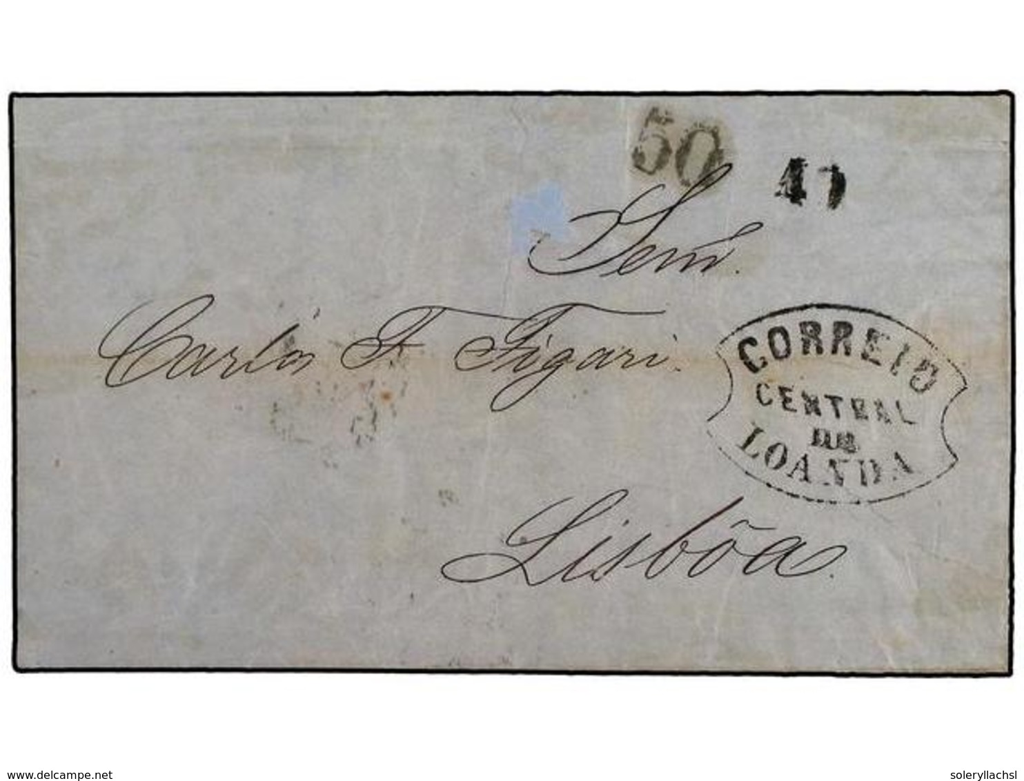 ANGOLA. 1863 (March 4). Outer Letter Sheet From LOANDA To LISBON With Handstamp  '40'  In Black Struck In Error As The   - Autres & Non Classés