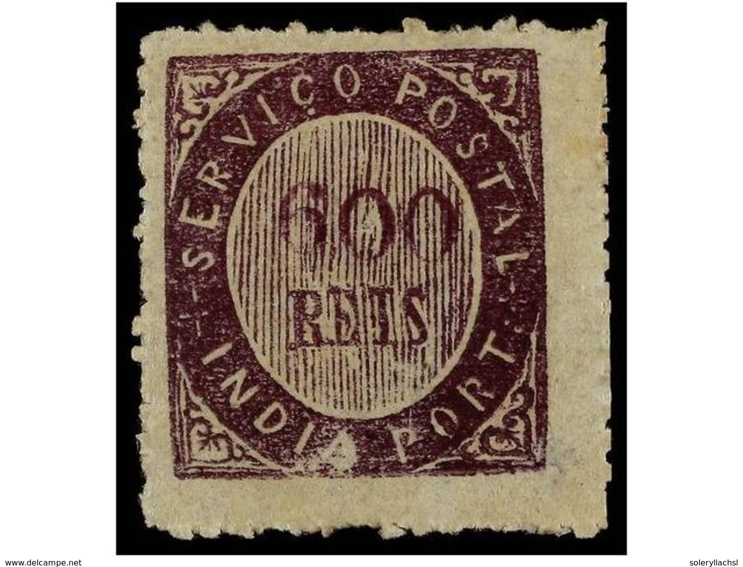 * INDIA PORTUGUESA. Mu.19. 1873.  600 Reis  Violeta, Papel Azulado Fino. MUY BONITO EJEMPLAR. Cert. M. Da MOTA. Mundifil - Altri & Non Classificati