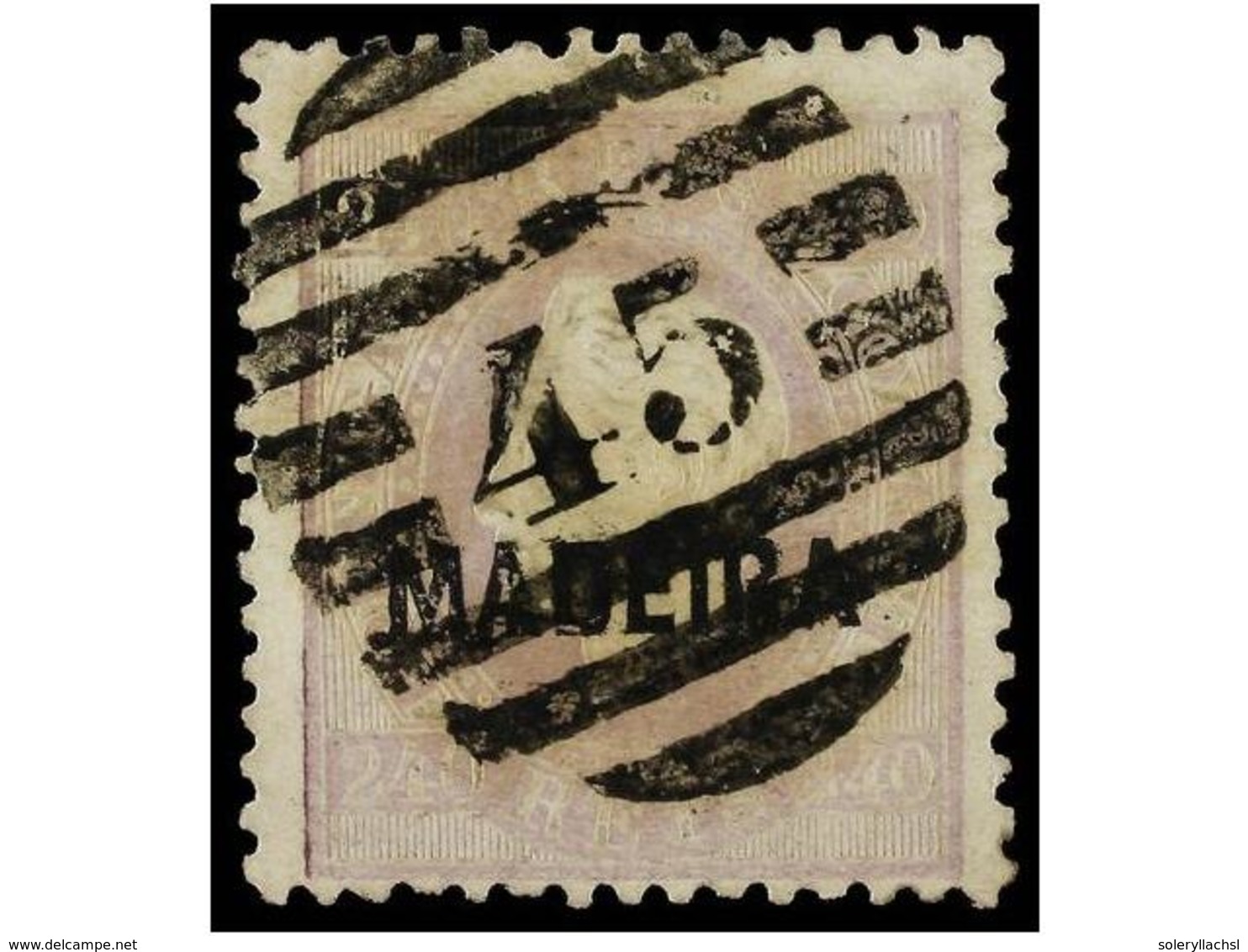 ° PORTUGAL: MADEIRA. Af.24.  240 Reis  Lila, Papel Liso, Dent. 12 1/2 Mat. Numeral  45  De FUNCHAL. MAGNÍFICO Y MUY RARO - Andere & Zonder Classificatie