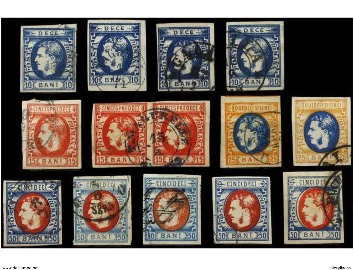 ° RUMANIA. Mi.22/25. 1869. Lot Of Used Stamps, Diverse Shades. FINE. Michel.+680€. - Andere & Zonder Classificatie