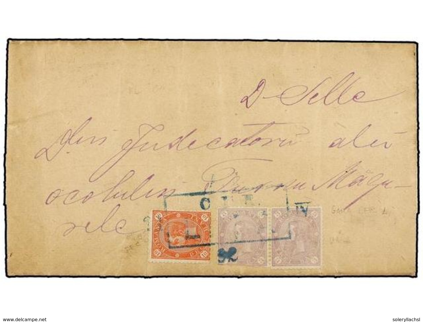 RUMANIA. Mi.84 (2), 86. 1891. LITA To TURNU MAGURELE.  3 Bani  Lilac (one Defect) And  10 Bani  Red Tied With  RAILWAY   - Altri & Non Classificati