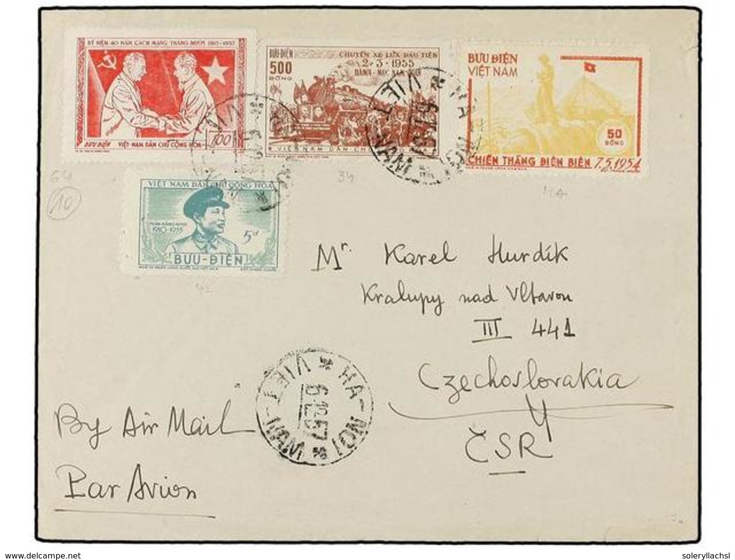 VIETNAM. Mi.13A, 34, 42, 64. 1957. HANOI To CZECHOSLOVAKIA.  5 D., 50 D., 100 D.  And  500 D. - Sonstige & Ohne Zuordnung