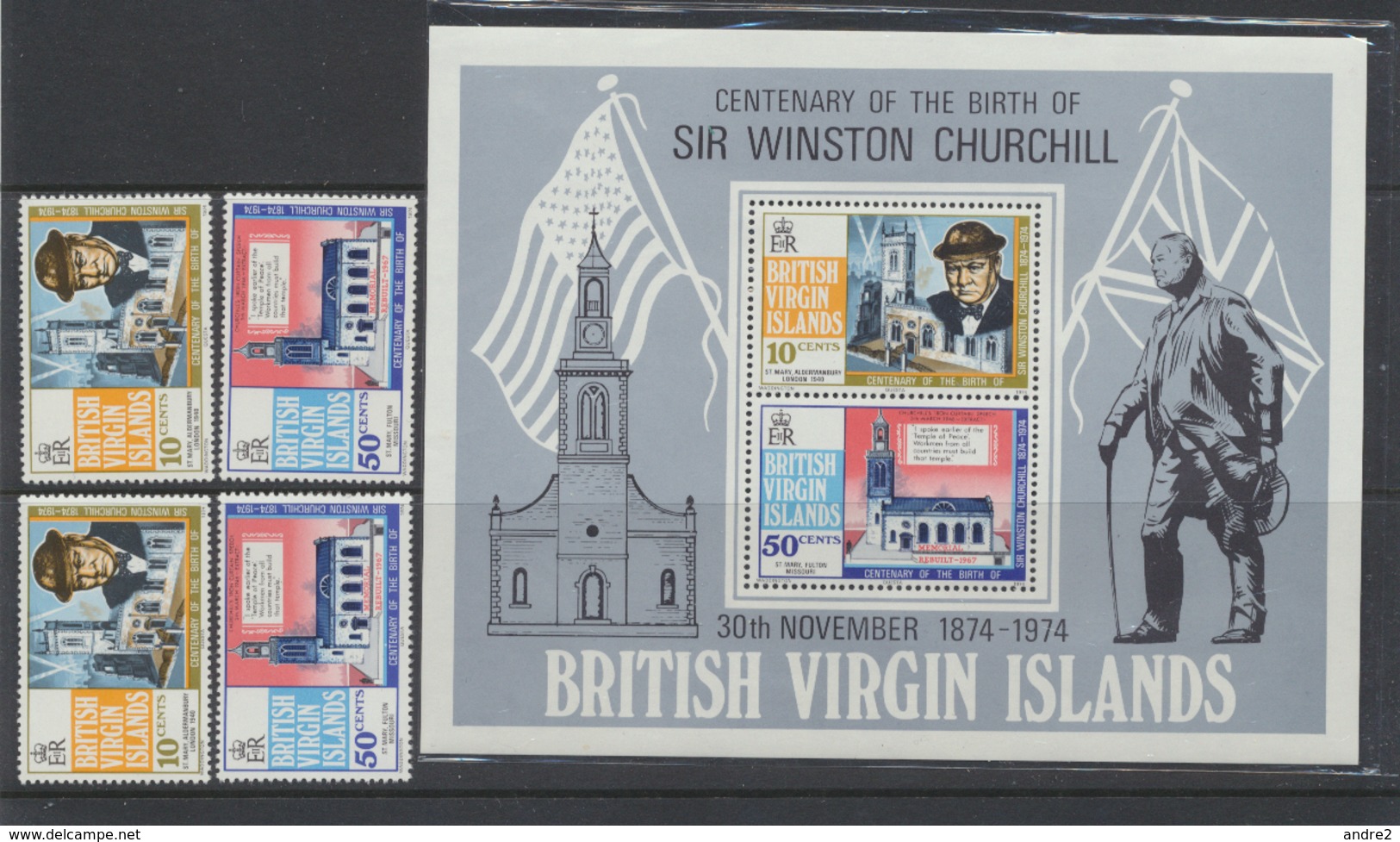 Vierges - British Virgin Islands 1974 Sir Winston Churchill  + BF *** MNH - Autres & Non Classés