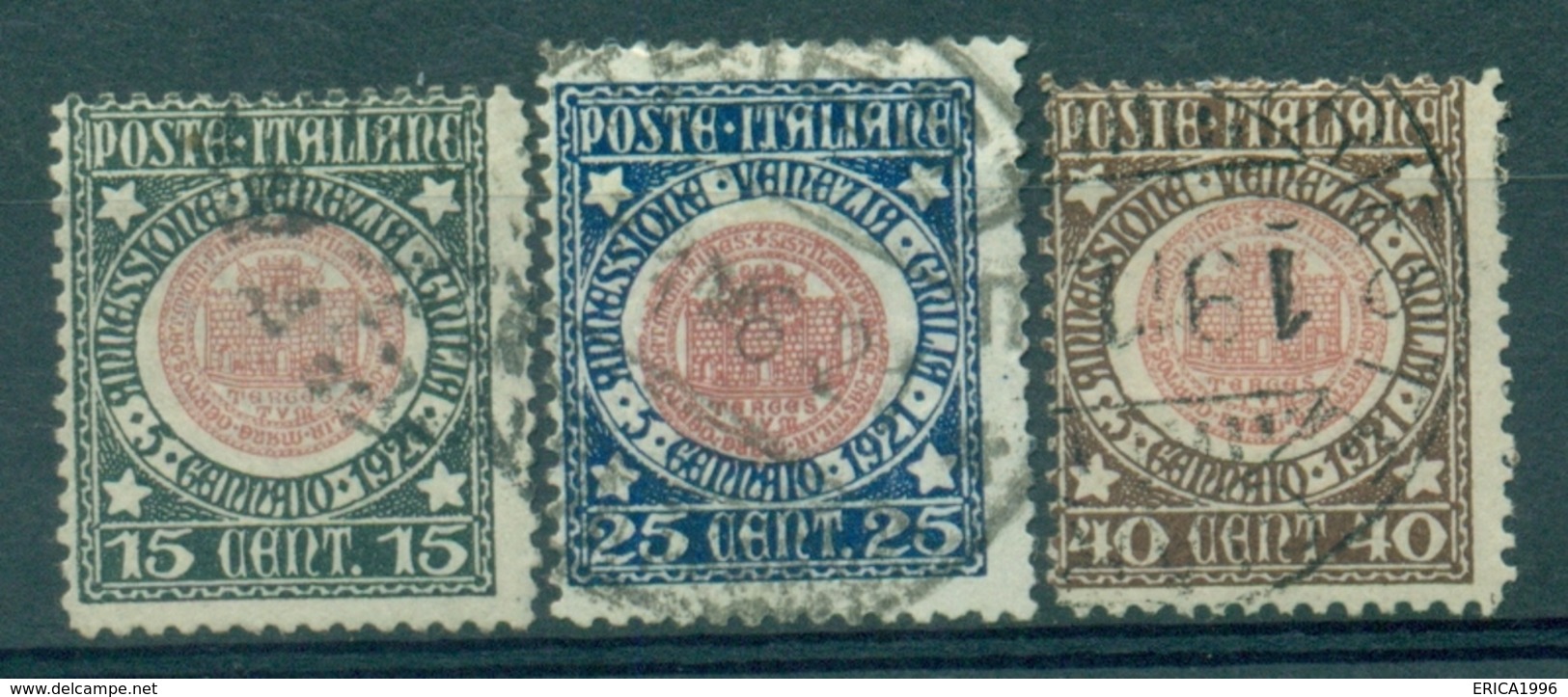 Z295 ITALIA REGNO 1921 Annessione Venezia Giulia, Usati, Sass. 113-115, Serie Completa, Buone Condizioni - Usati