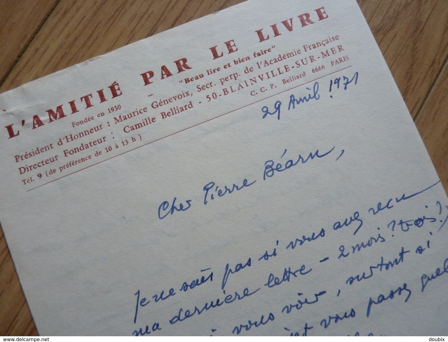 Camille BELLIARD (1899-1987) Ecrivain & Philosophe. [ Tatihou - Blainville Sur Mer ] AUTOGRAPHE à Pierre Béarn - Autres & Non Classés