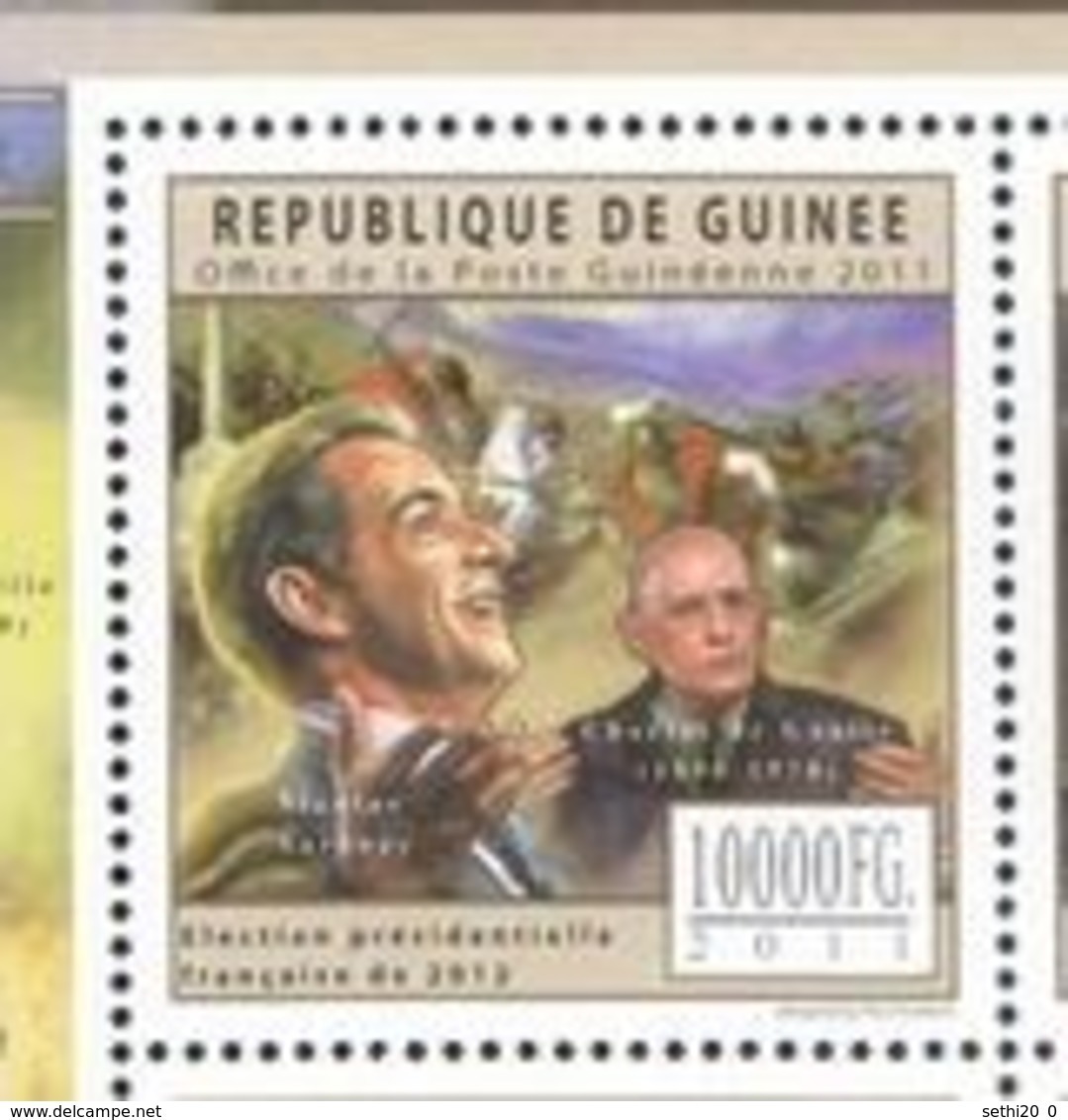 Guinée  2011 Charles De GAULLE Nicolas SARKOZY François HOLLANDE François MITTERAND Valery GISCARD D'ESTAING   MNH - De Gaulle (Général)