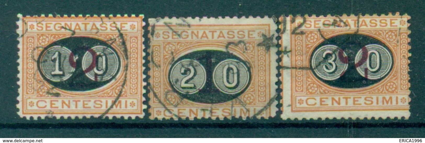 Z827 ITALIA REGNO 1890-91 Segnatasse Sass. 17-19, Serie Completa, Usati, Valore Catalogo € 90, Ottime Condizioni - Segnatasse