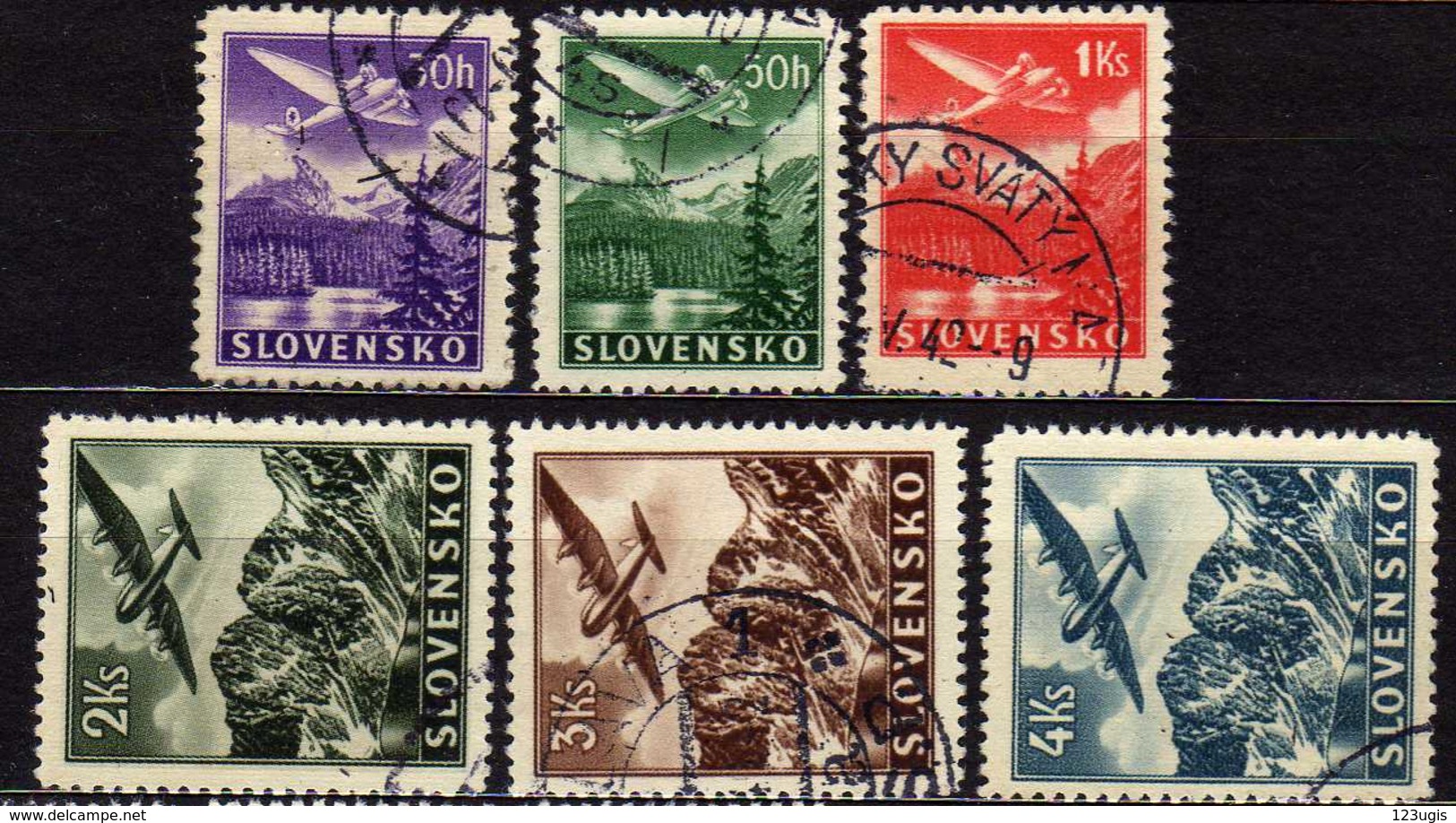 Slowakei / Slovakia, 1939/1944, Mi 48-53, Gestempelt, Flugpost   [240319XXIV] - Usados