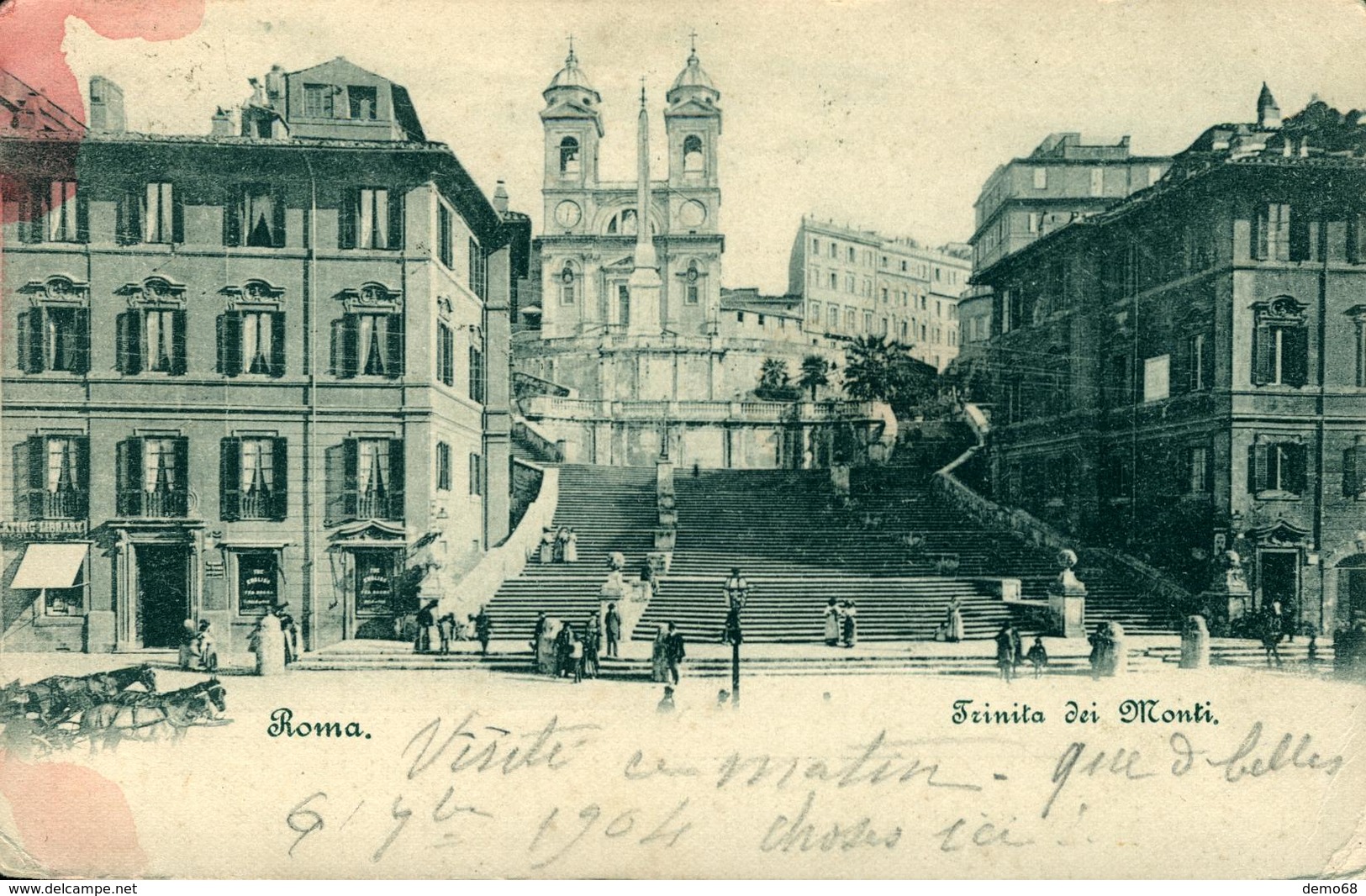 Italie Italia Lazio Roma Rome Trinita Dei Monti  église Cathédrale Carte Pionnière De 1904 Carte Animée - Chiese