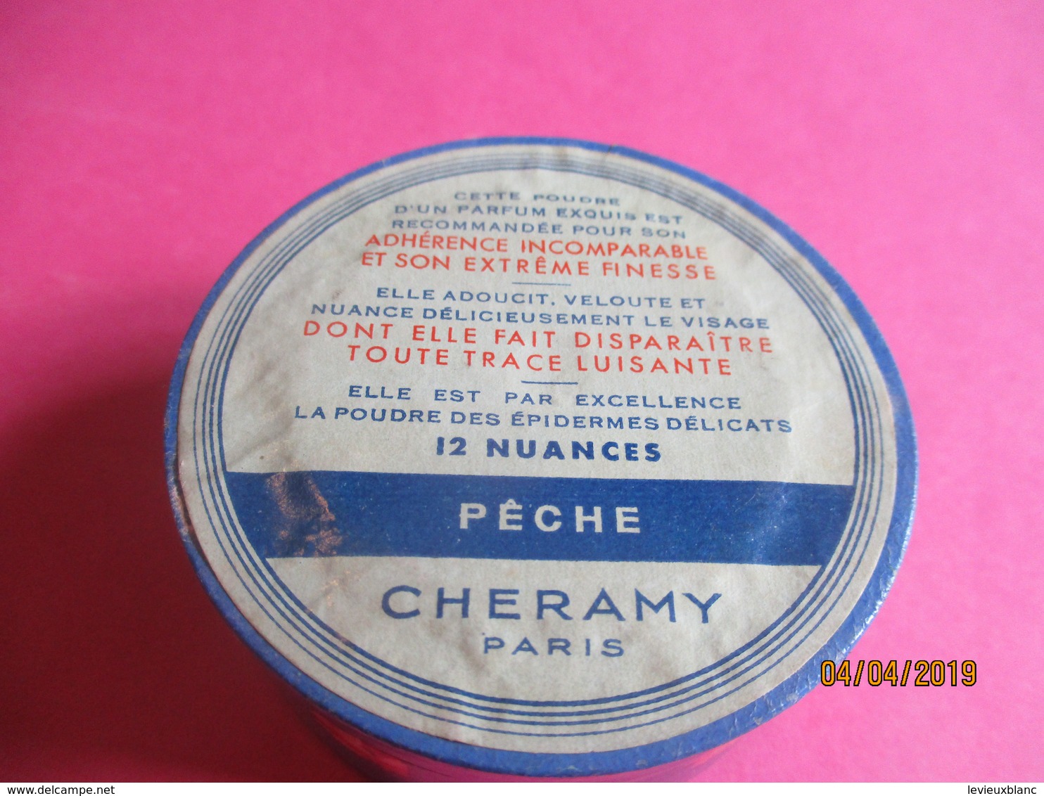 Maquillage/Boite De Poudre De Riz/ CHERAMY, Paris/ Poudre Veloutée / Pêche /Vers 1930-50    PARF188 - Prodotti Di Bellezza