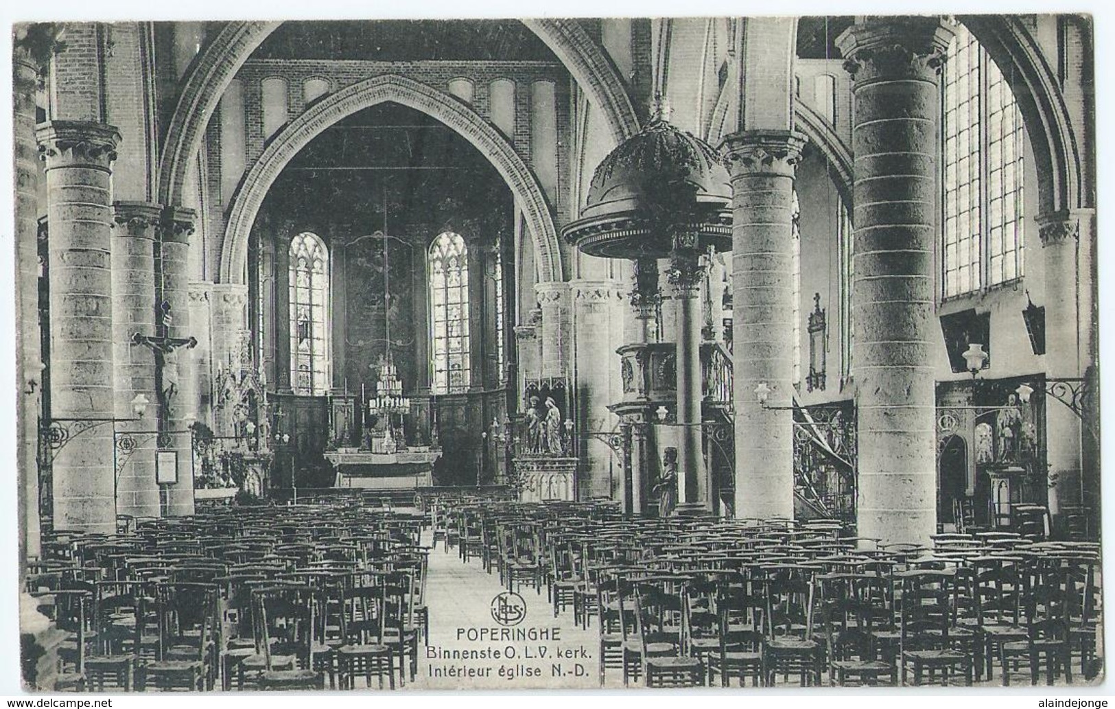 Poperinge - Poperinghe - Binnenste O.L.V. Kerk - Intérieure église N.-D. - Uitgave Sansen-Vanneste - 1920 - Poperinge