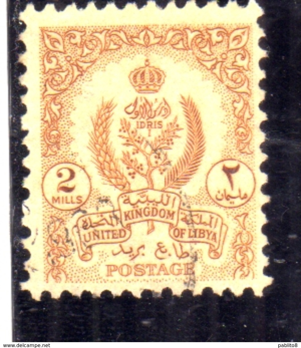 LIBYA LIBIA UNITED KINGDOM REGNO UNITO 1960 1961 STEMMA COAT OF ARMS 2m USATO USED OBLITERE' - Libia