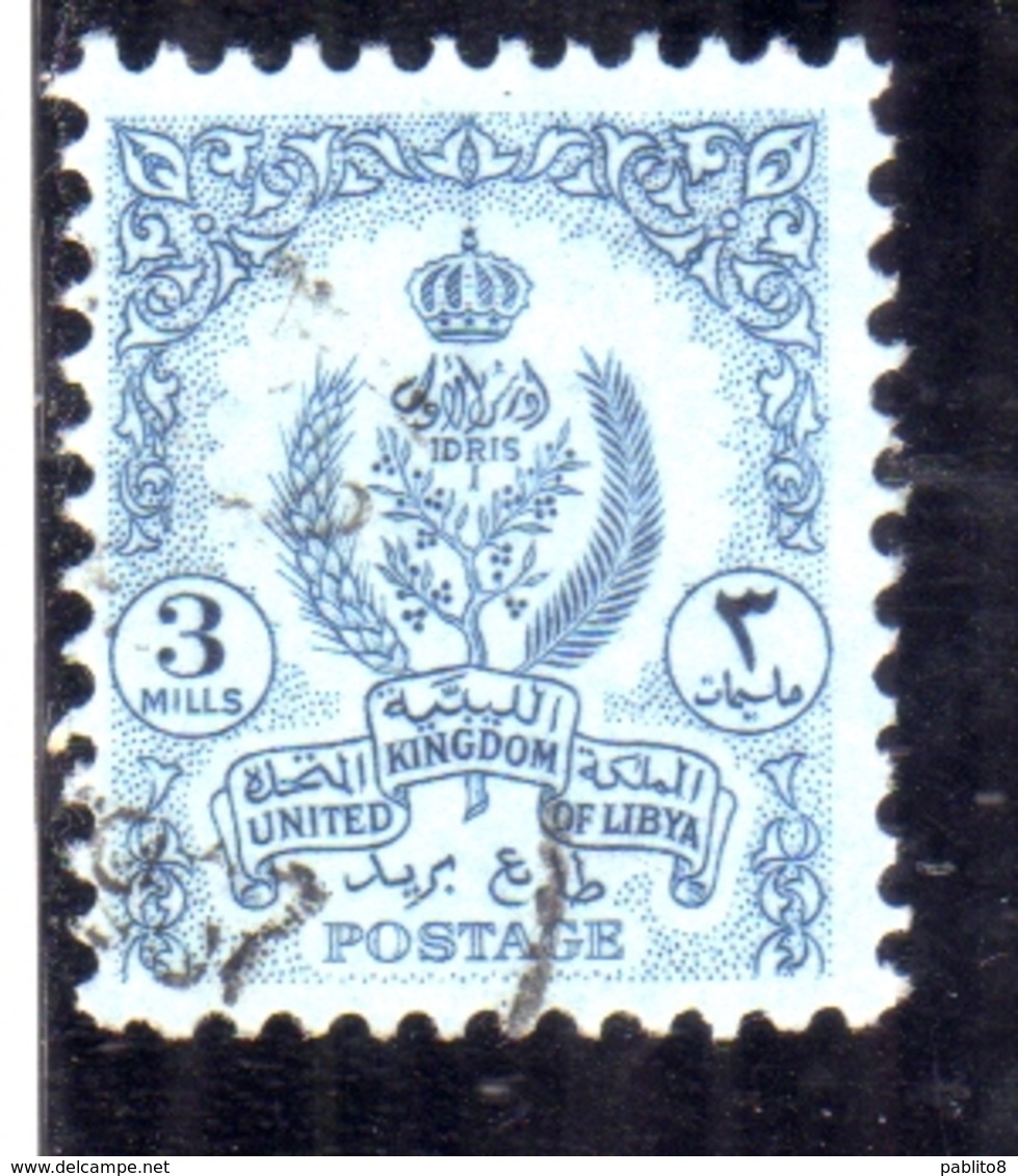 LIBYA LIBIA UNITED KINGDOM REGNO UNITO 1960 1961 STEMMA COAT OF ARMS 3m USATO USED OBLITERE' - Libia